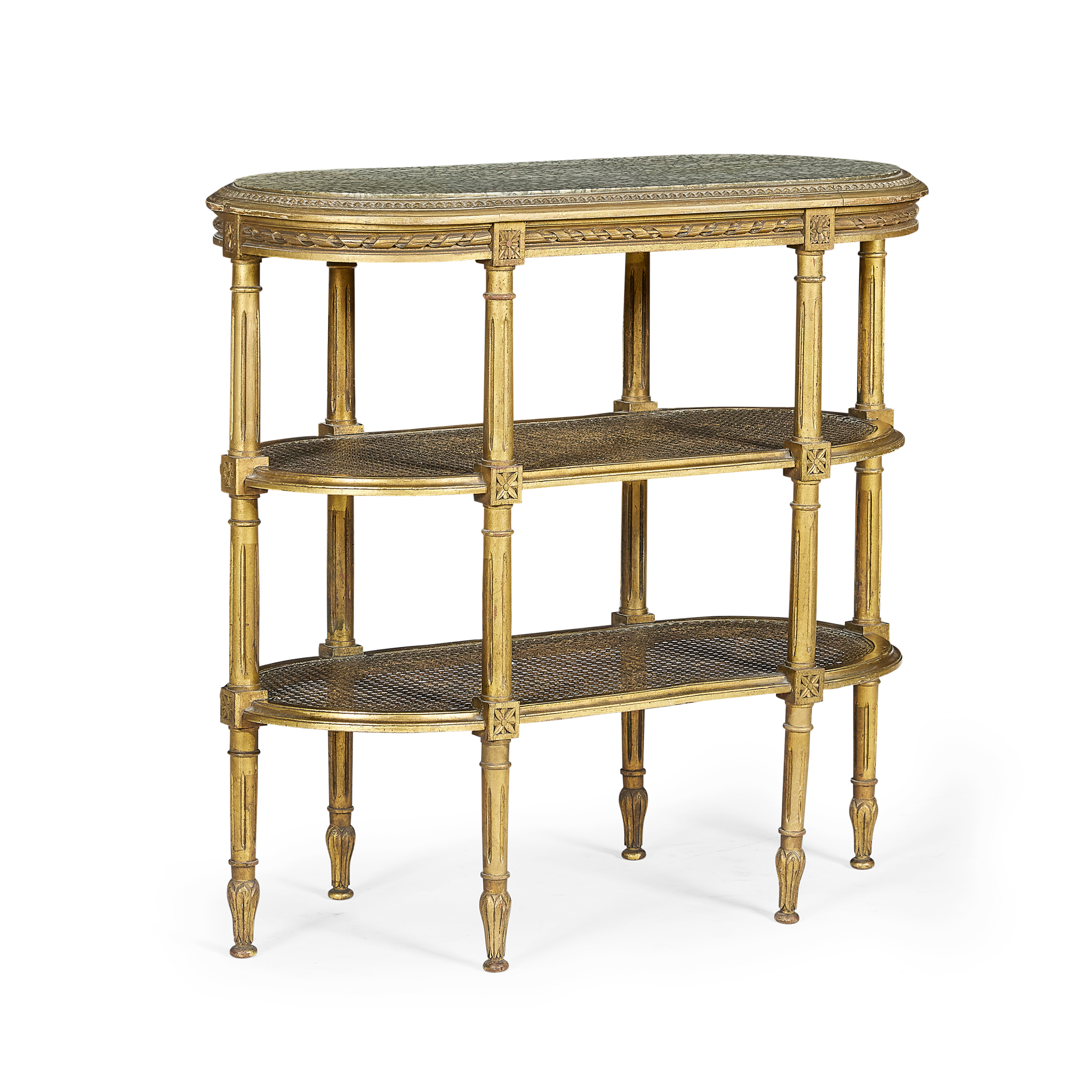 LOUIS XVI STYLE GILTWOOD AND MARBLE ETAGERE