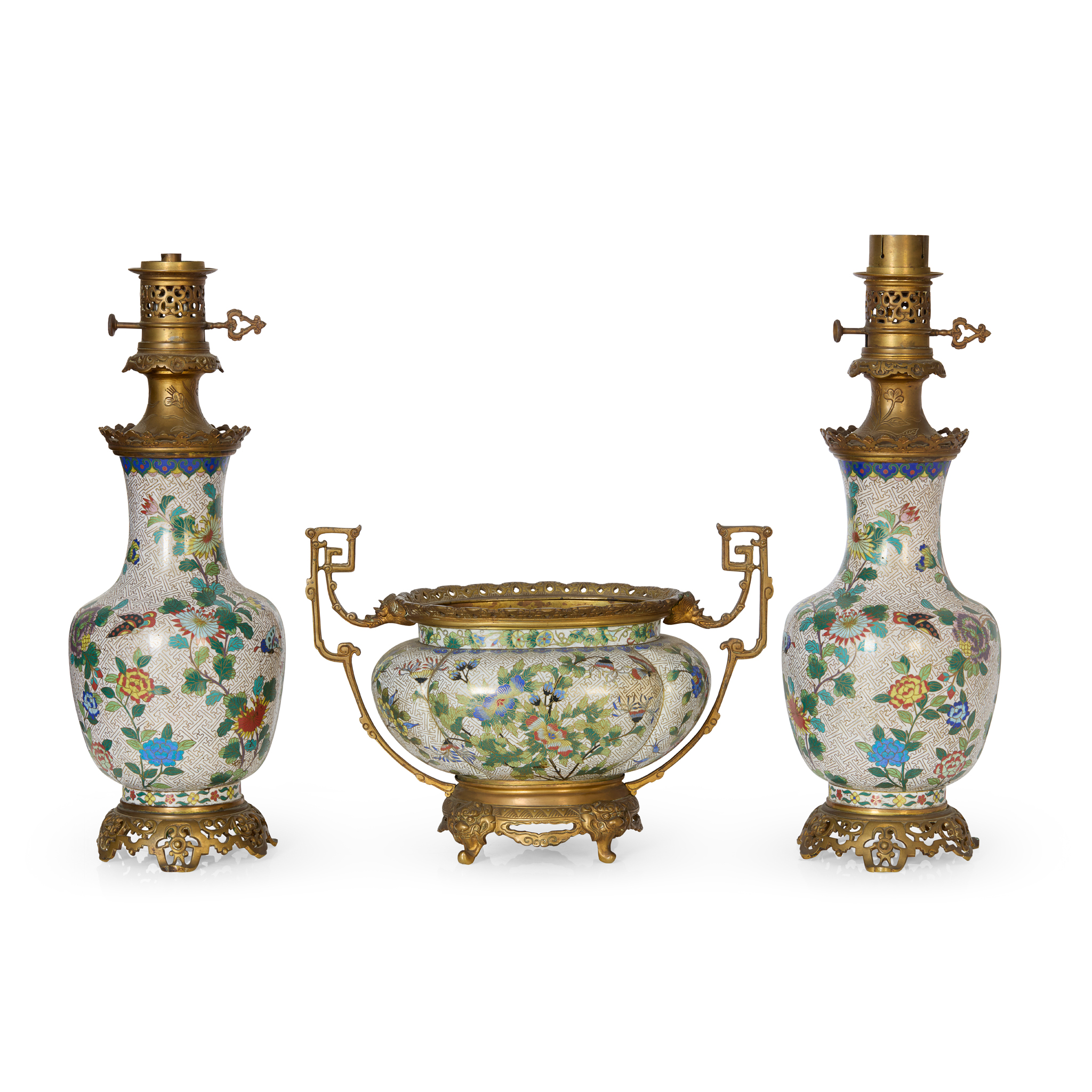 SET OF THREE CHINESE CLOISONNÉ ENAMEL WARES