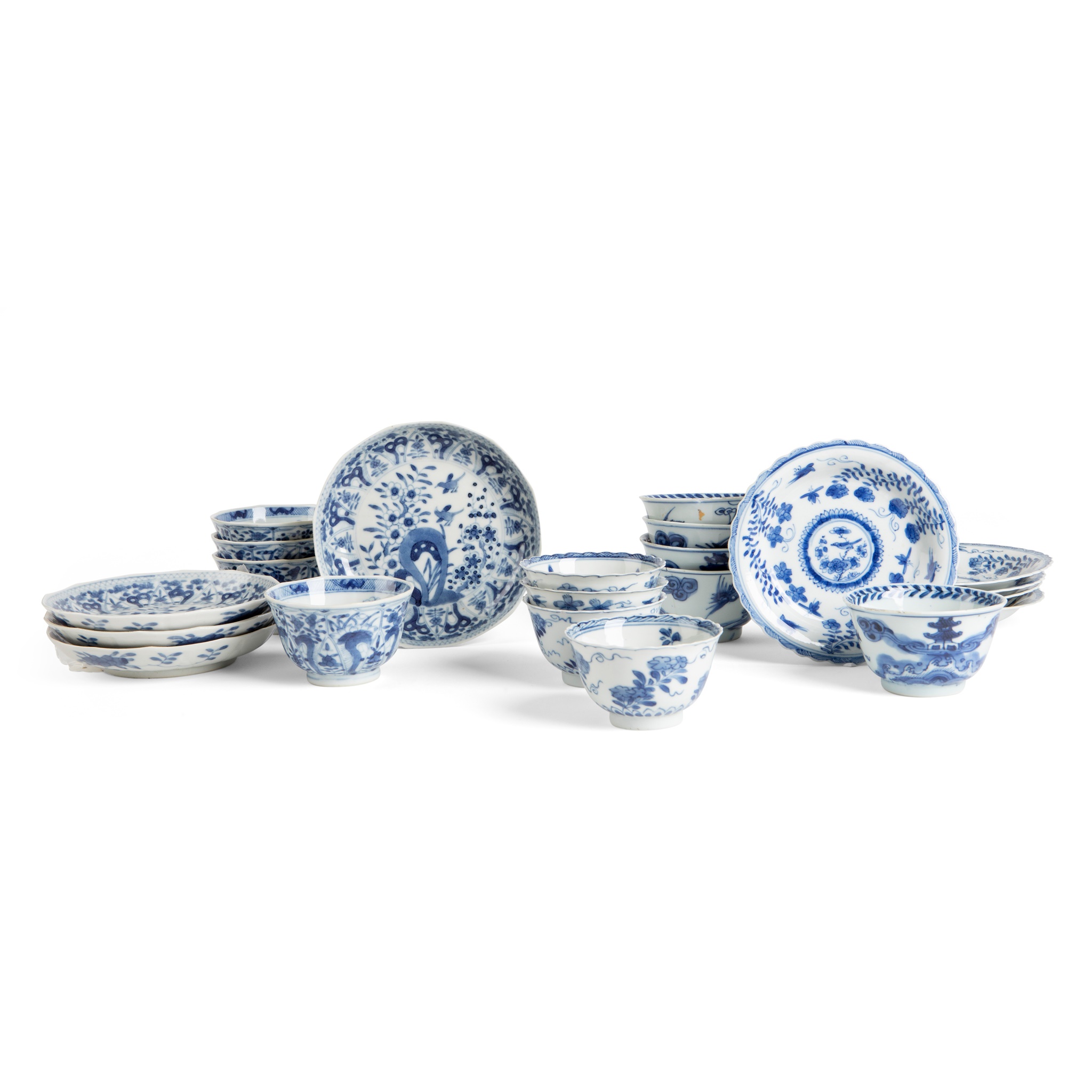 GROUP OF TWENTY-TWO BLUE AND WHITE WARES