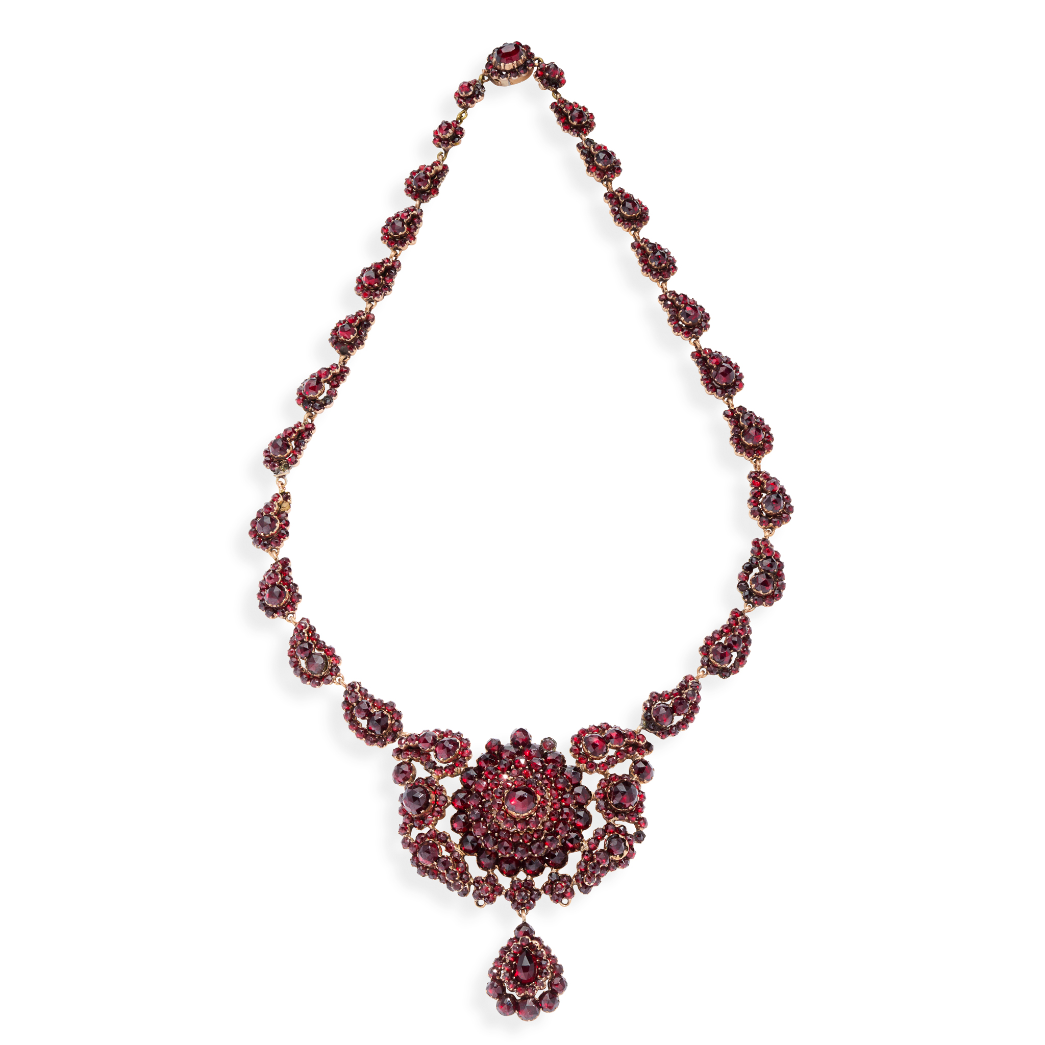 A late 19th century Bohemian garnet necklace