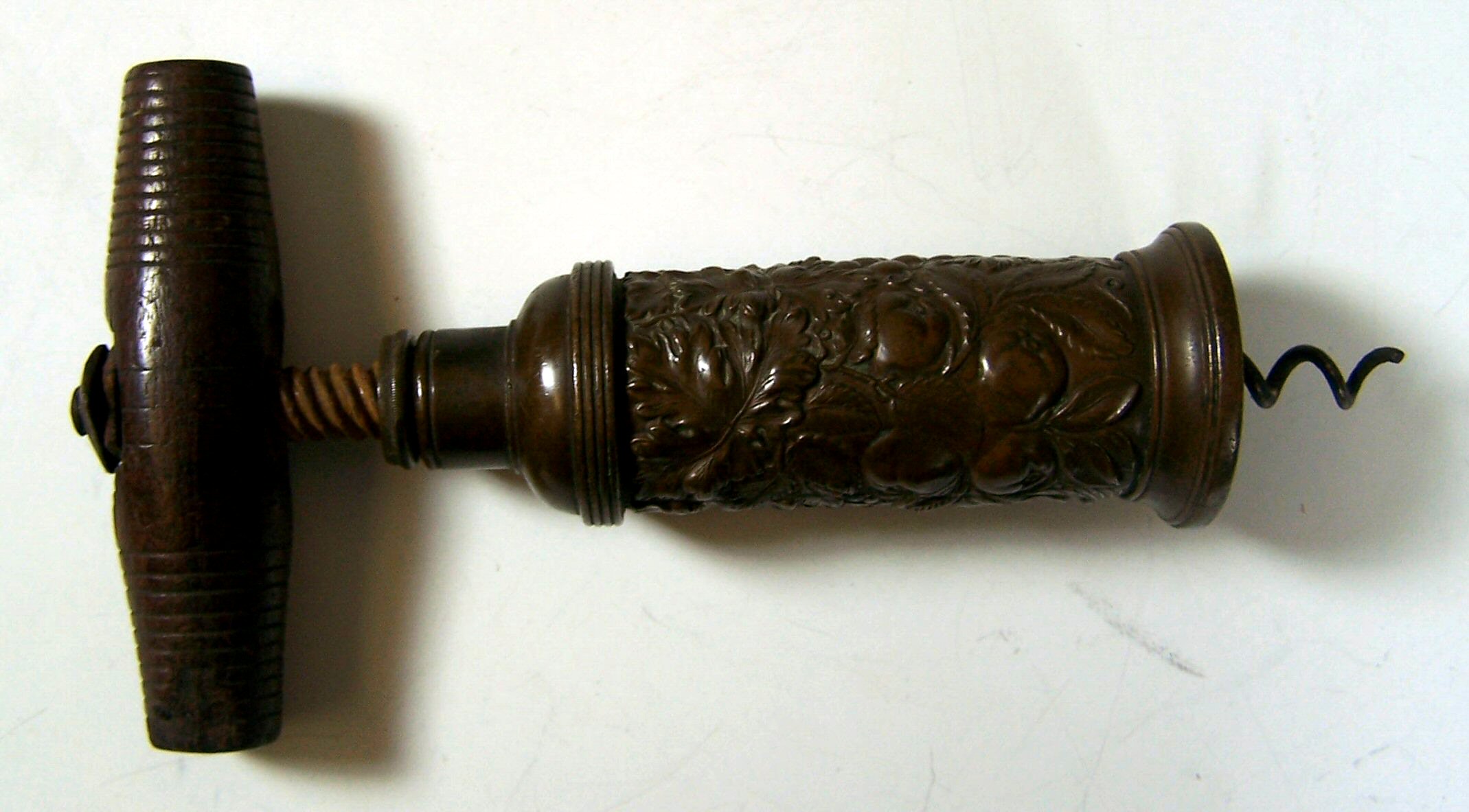 A late 19th century brass corkscrew,
