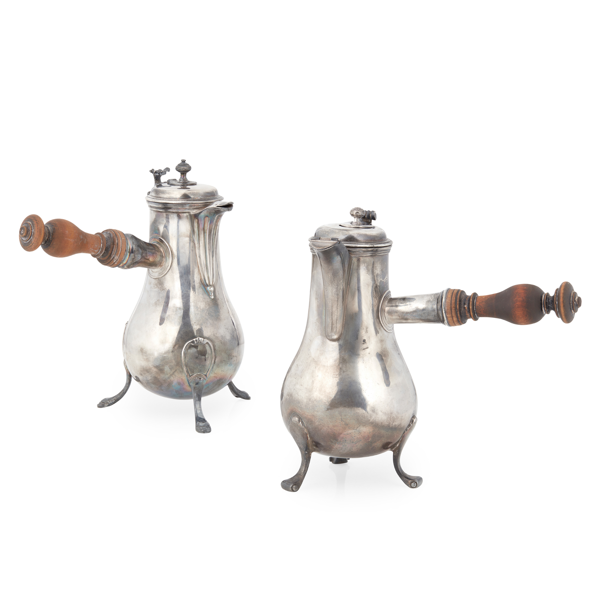 A matched pair of 19th-century Continental chocolate pots