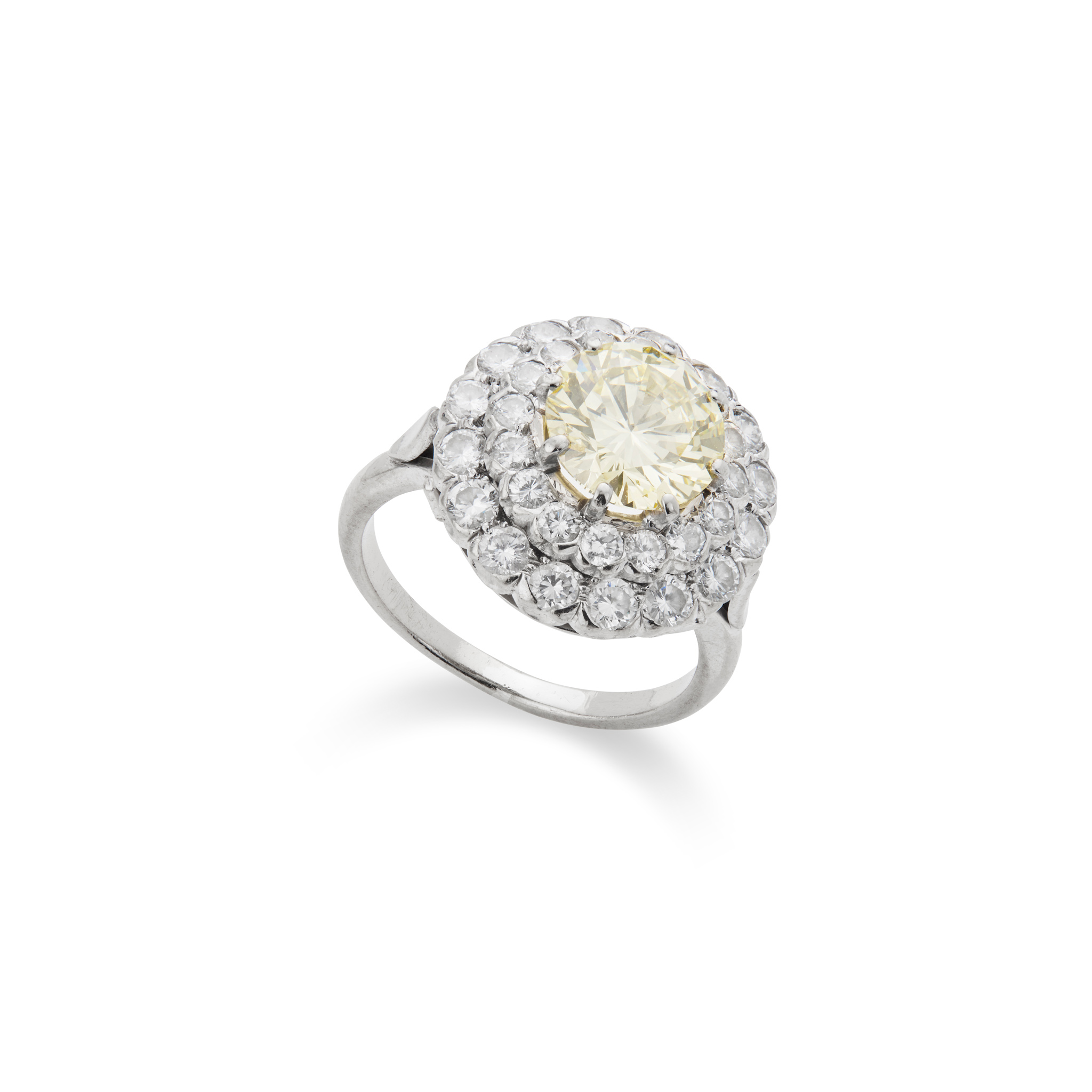 A Fancy Light Yellow diamond cluster ring