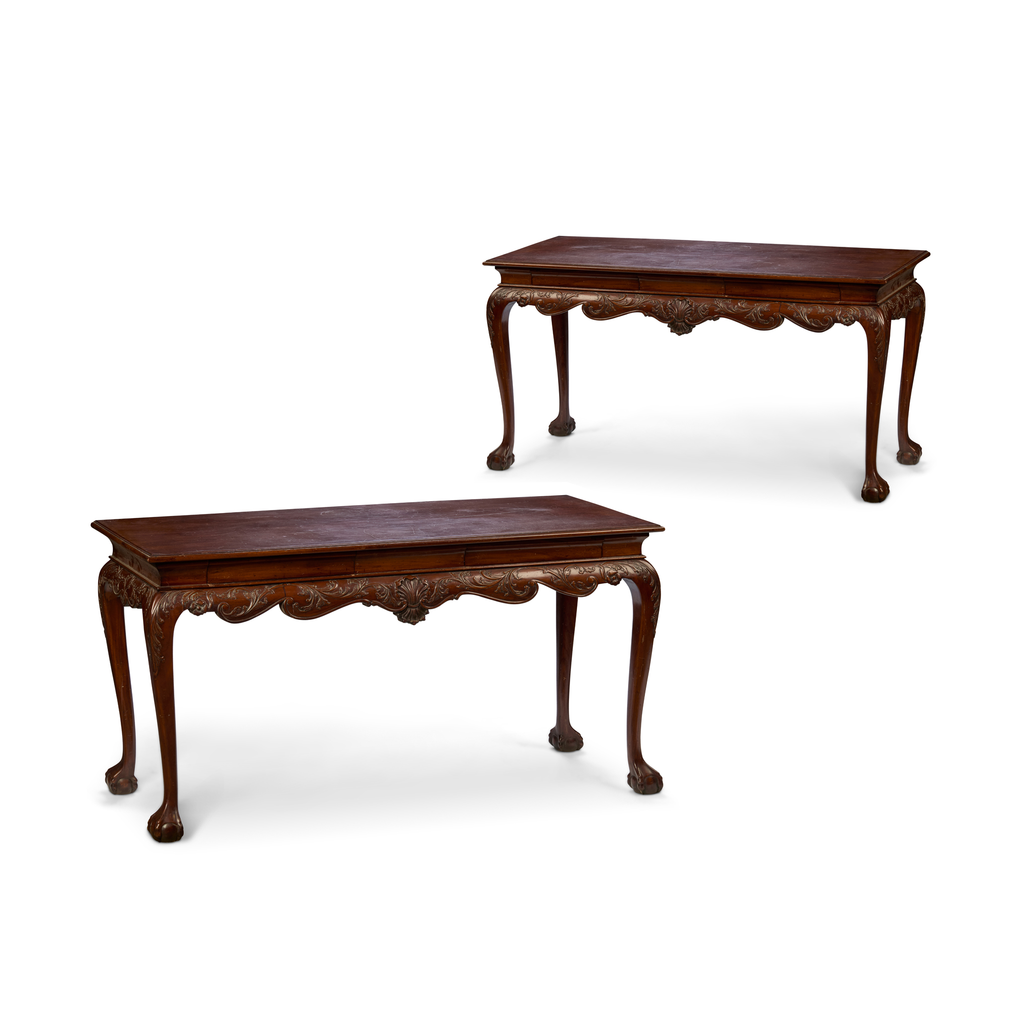 PAIR OF GEORGIAN STYLE MAHOGANY SIDE TABLES