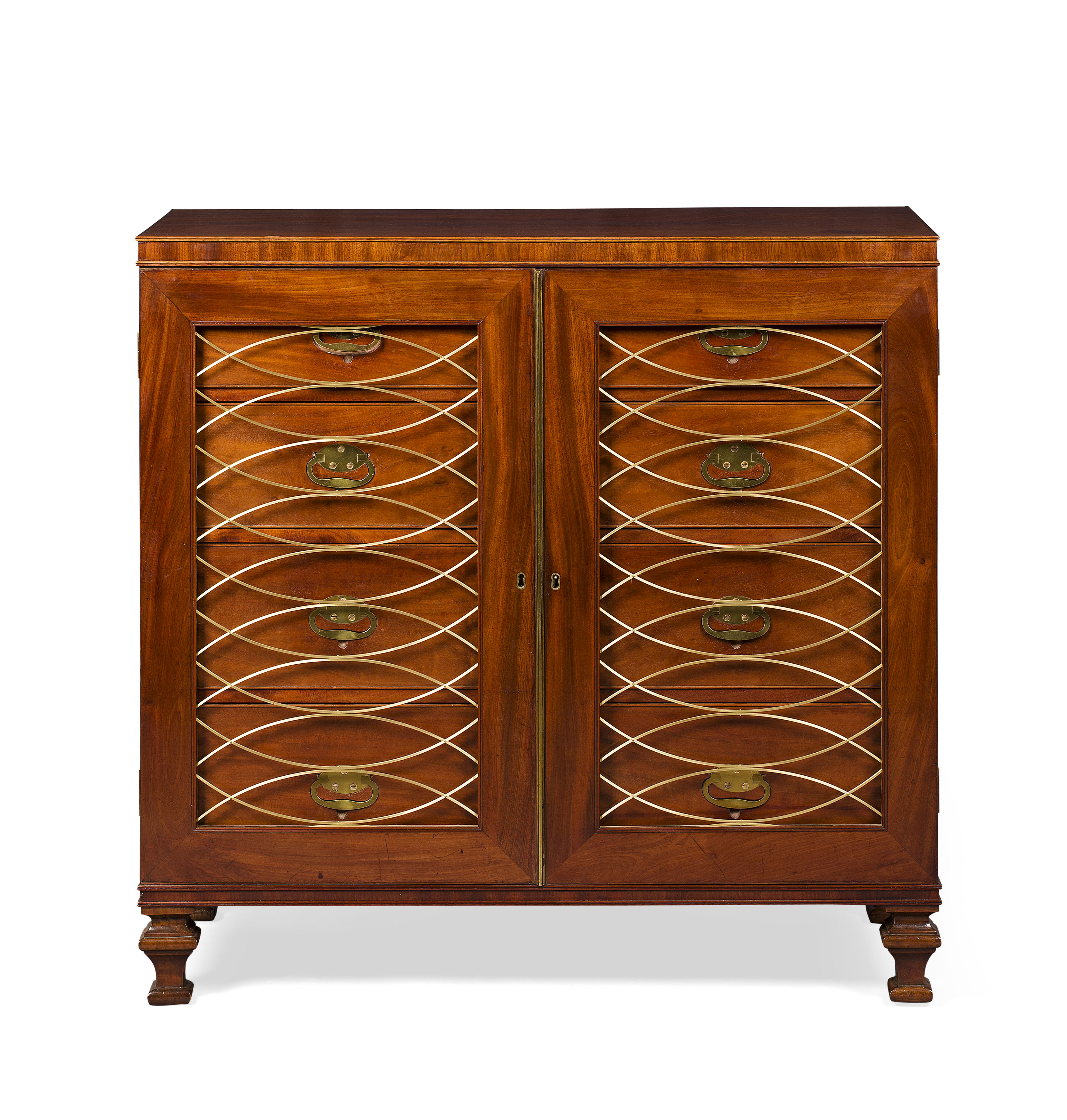 REGENCY MAHOGANY CAMPAIGN CHEST OF DRAWERS