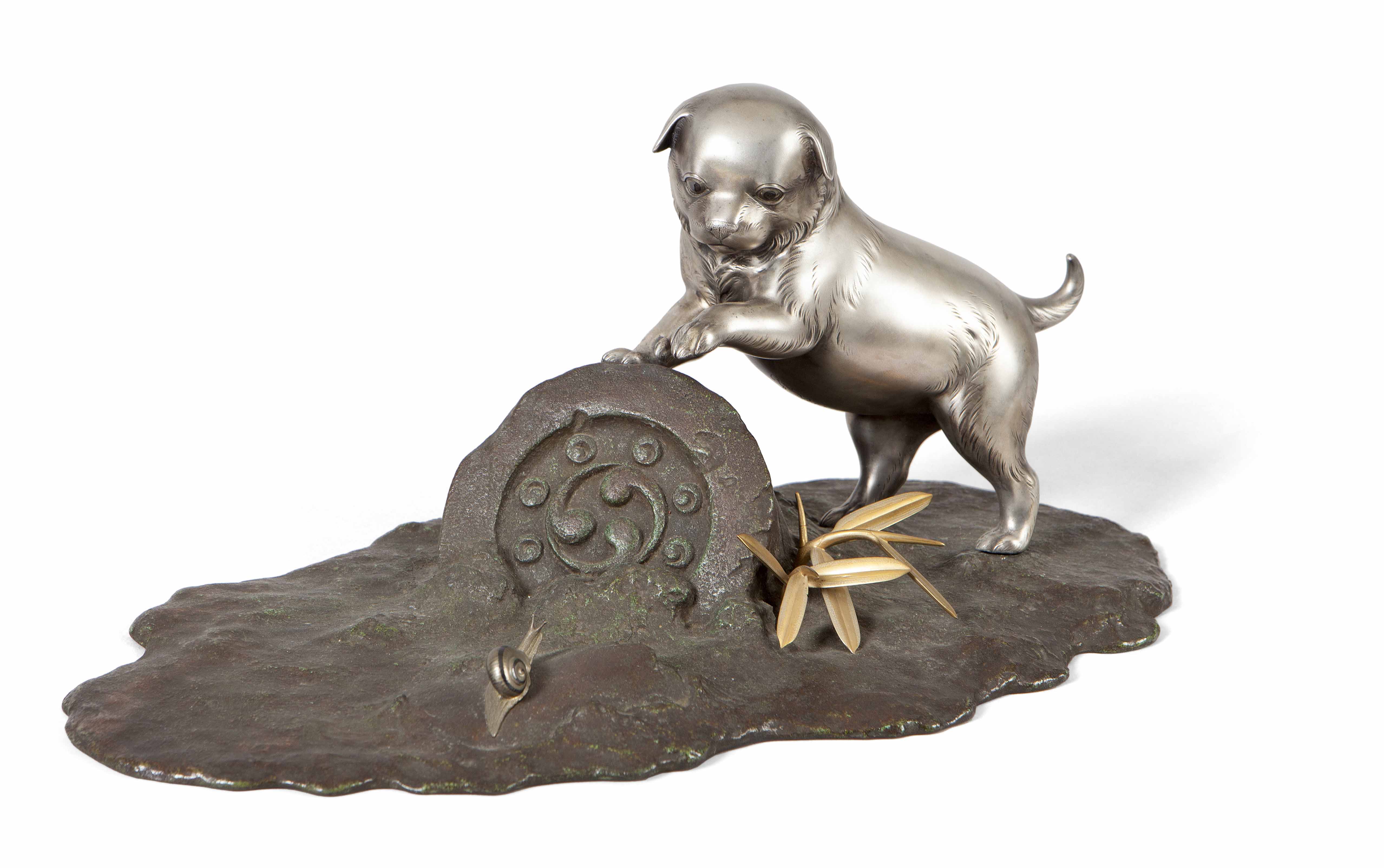 JAPANESE SILVERED BRONZE OKIMONO