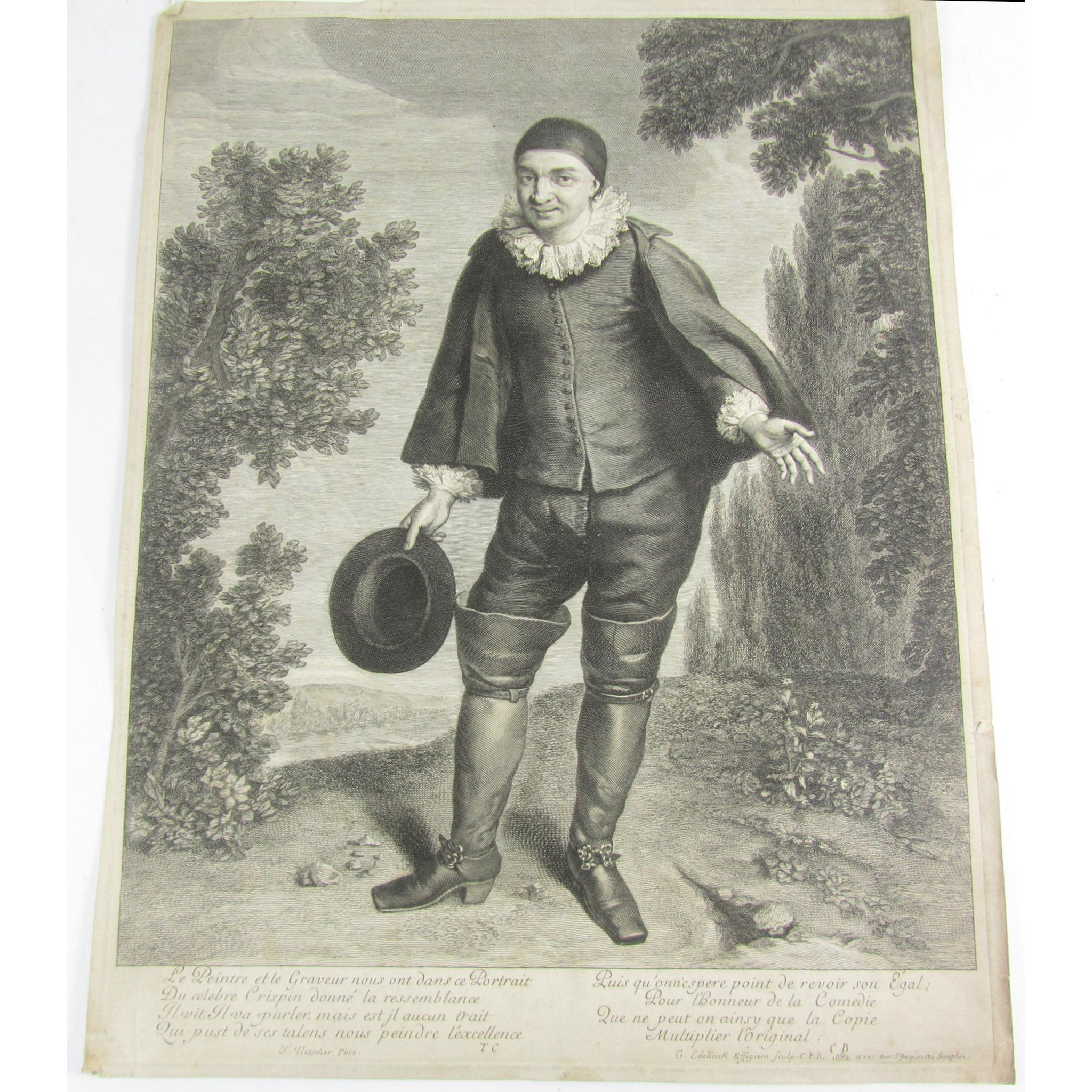 Gérard Edelinck after Theodorus Netscher- Raimond Poissin, Theatre - Comedian