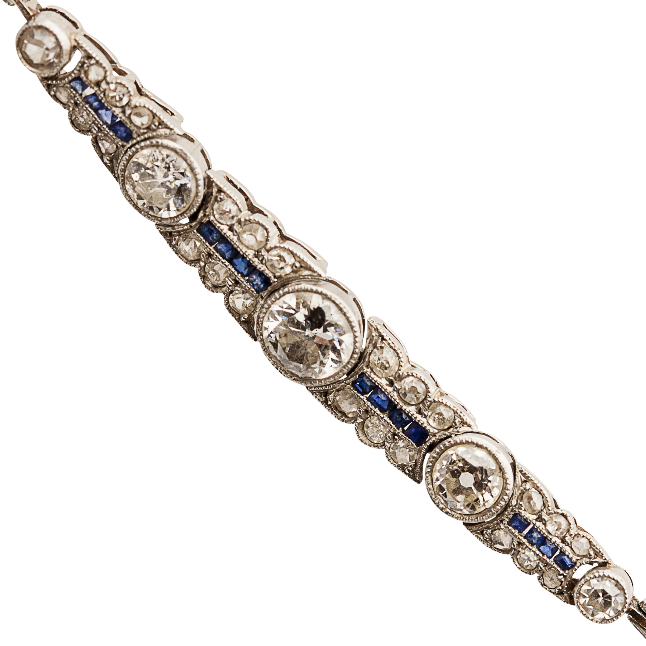 An early 20th century diamond and sapphire set bracelet