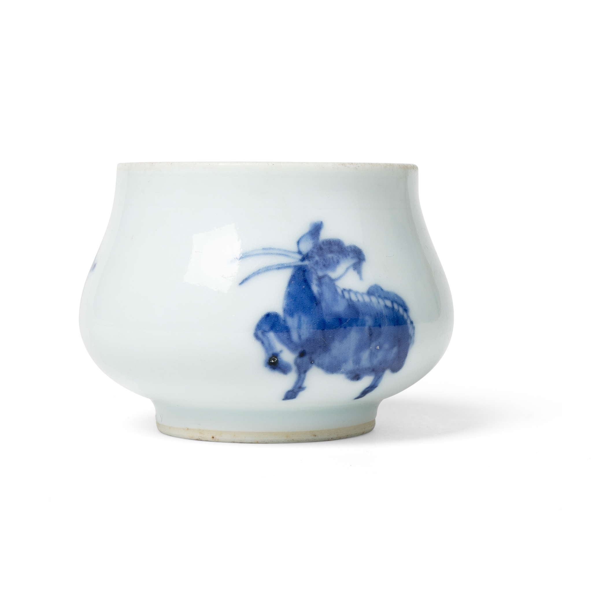 SMALL CHINESE BLUE AND WHITE 'THREE RAM' CENSER