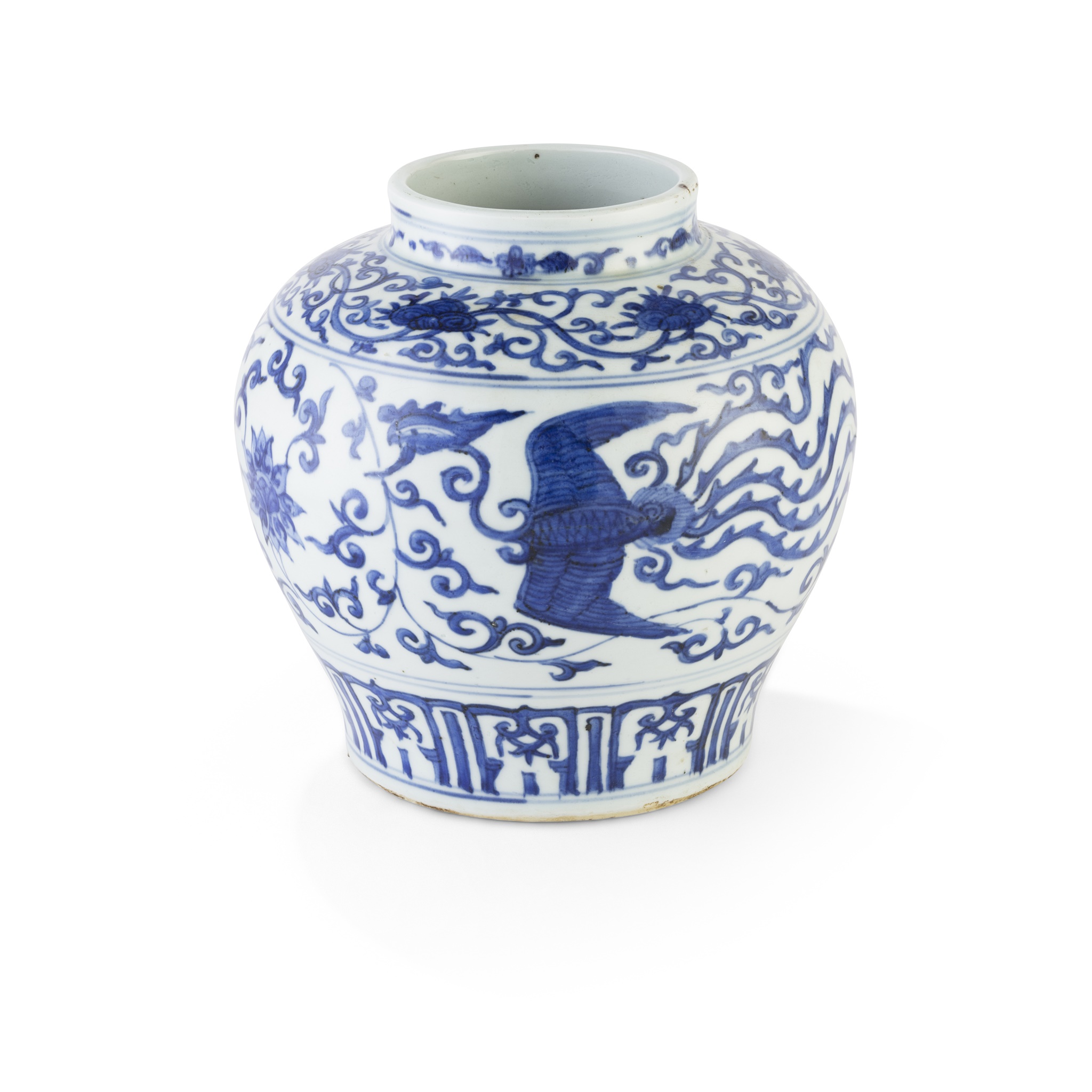 BLUE AND WHITE 'DOUBLE PHOENIX' JAR