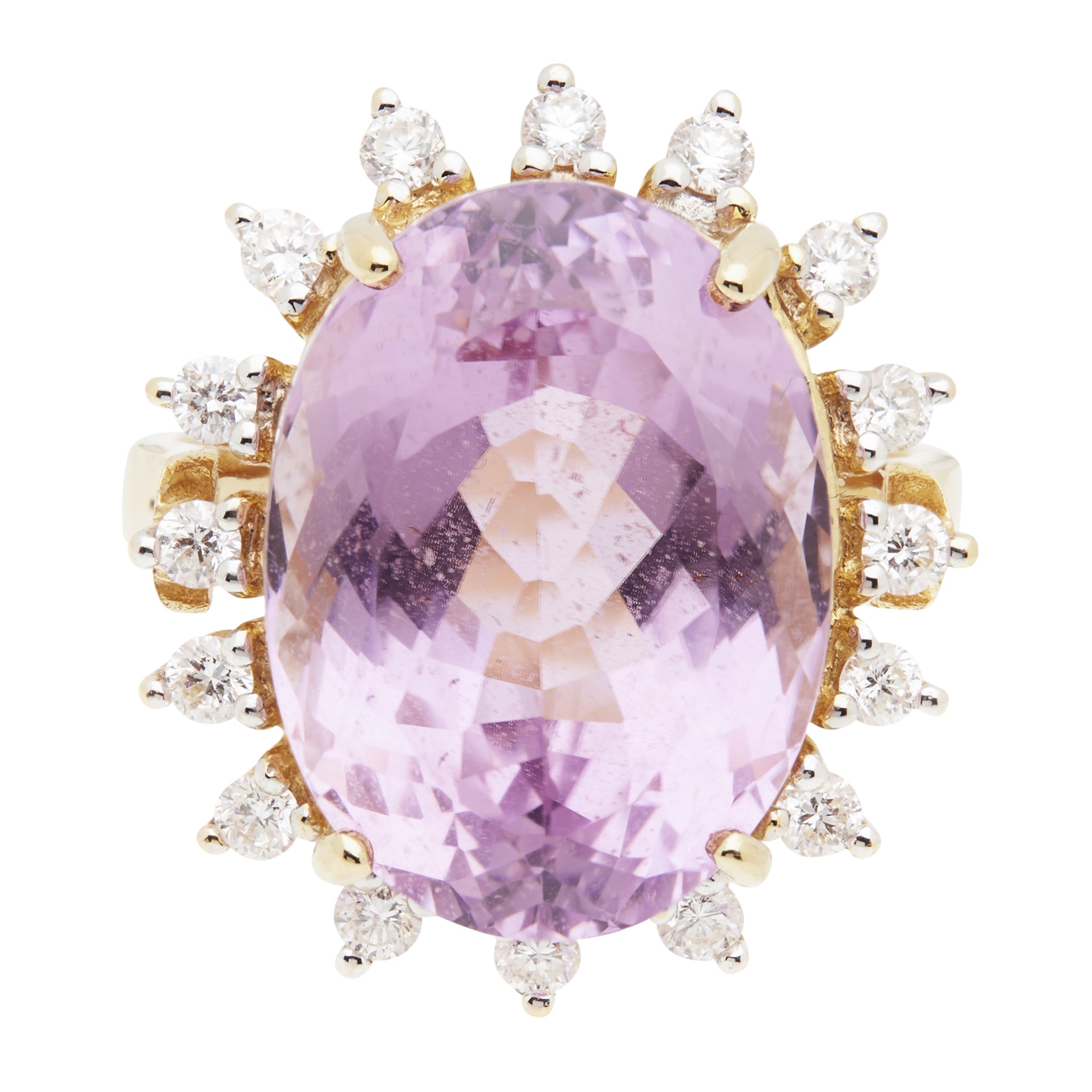 A kunzite and diamond set cocktail ring