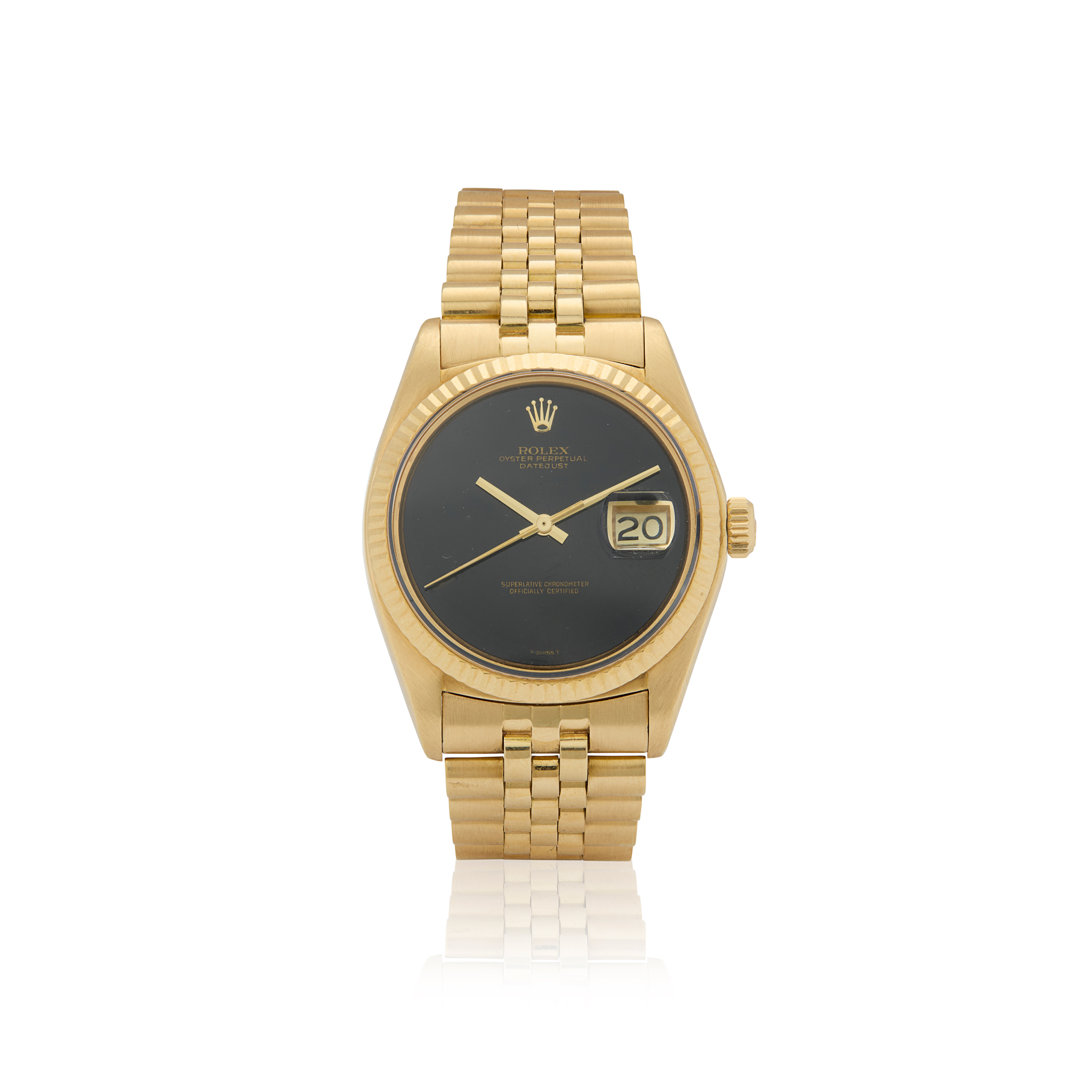 Rolex. A stunning and rare 18k gold automatic wristwatch with black onyx dial