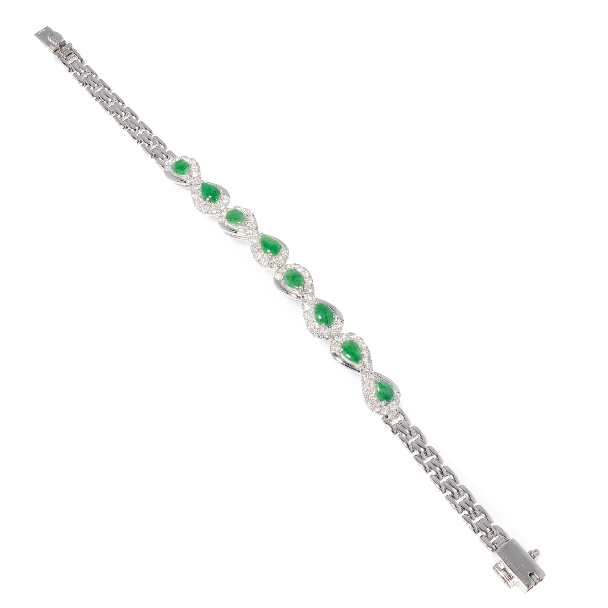 A jadeite jade and diamond bracelet