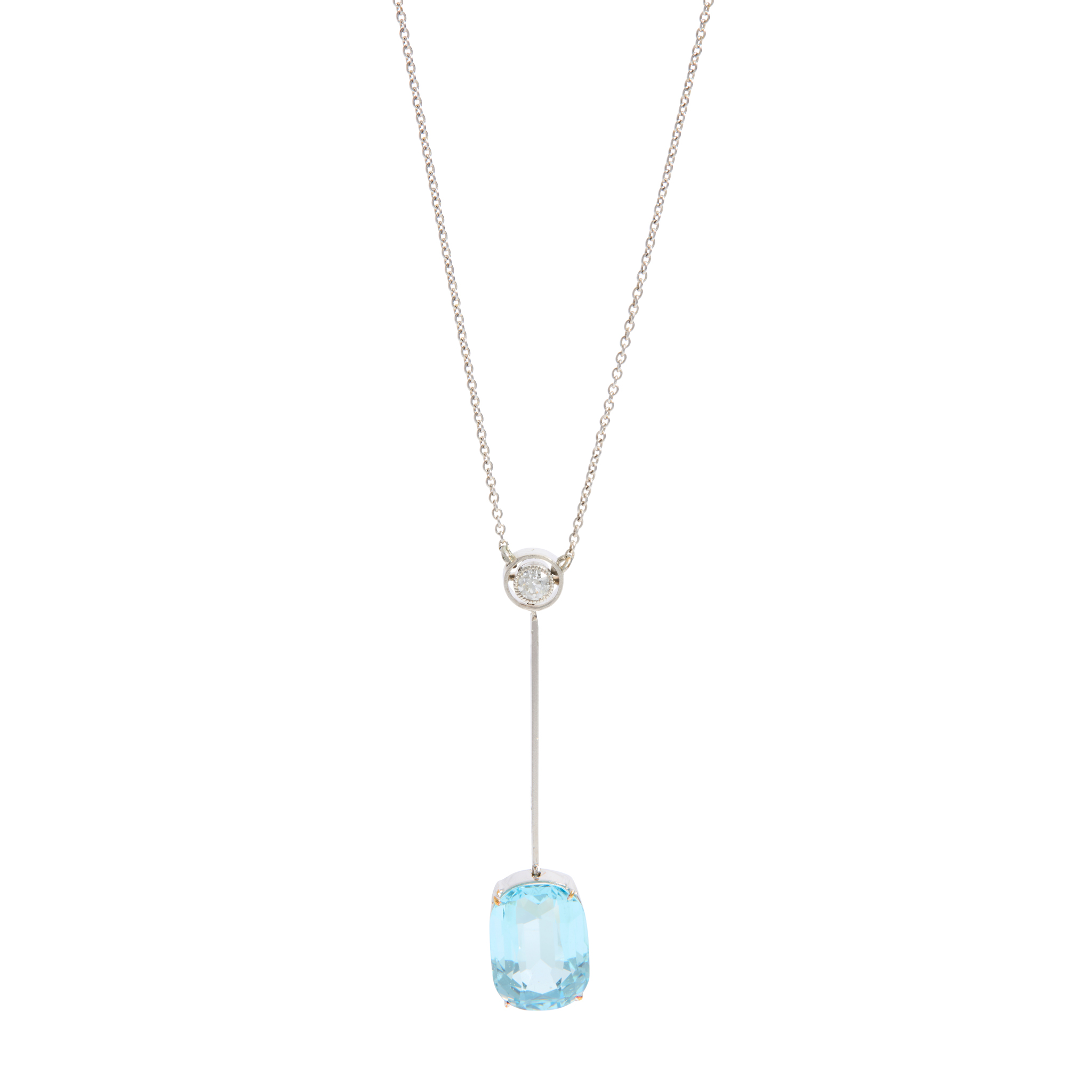 A Belle Époque aquamarine and diamond necklace