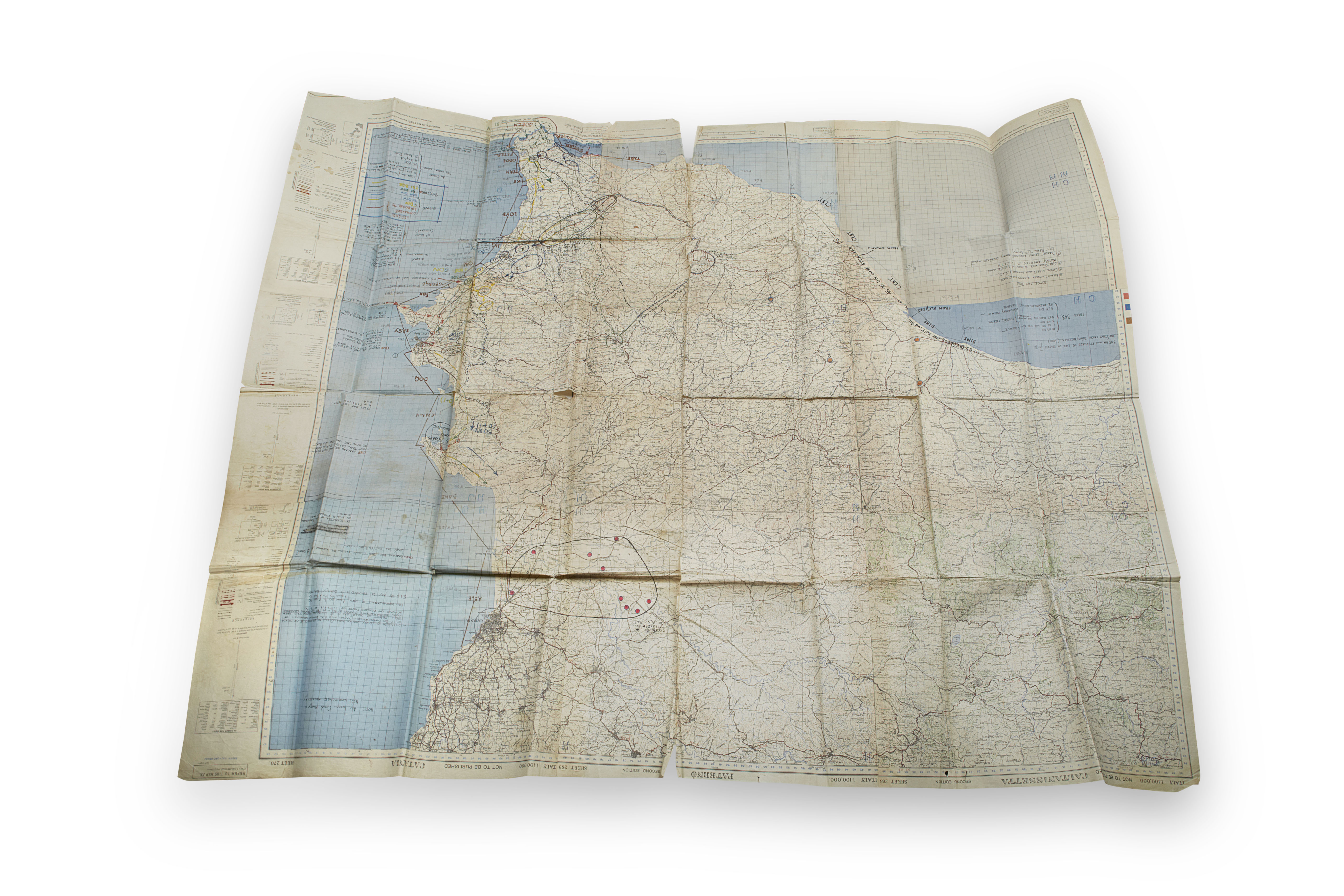 "Operation Husky", amphibious invasion of Sicily by the British Eighth Army & General Montgomery - annotated Second World War Allied Invasion maps and documentation