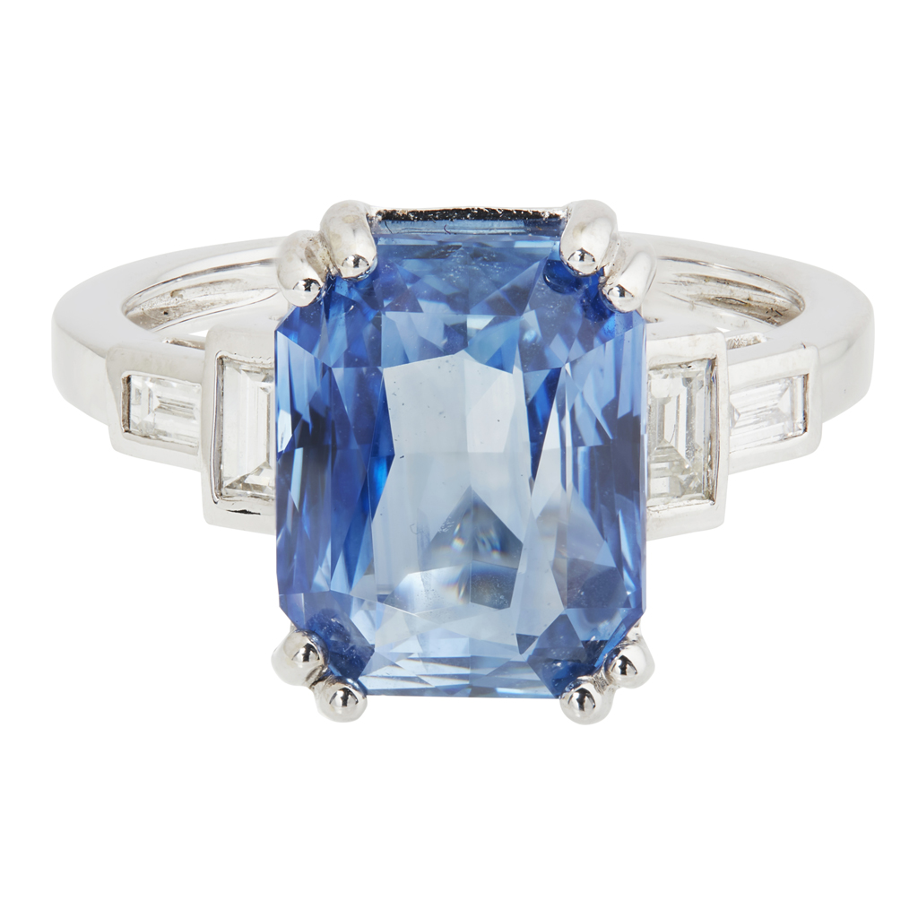 A sapphire and diamond set ring