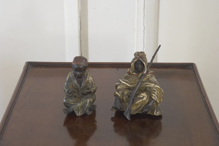 A late 19th/early 20th century Austrian cold painted bronze of an Arab by Bergmann