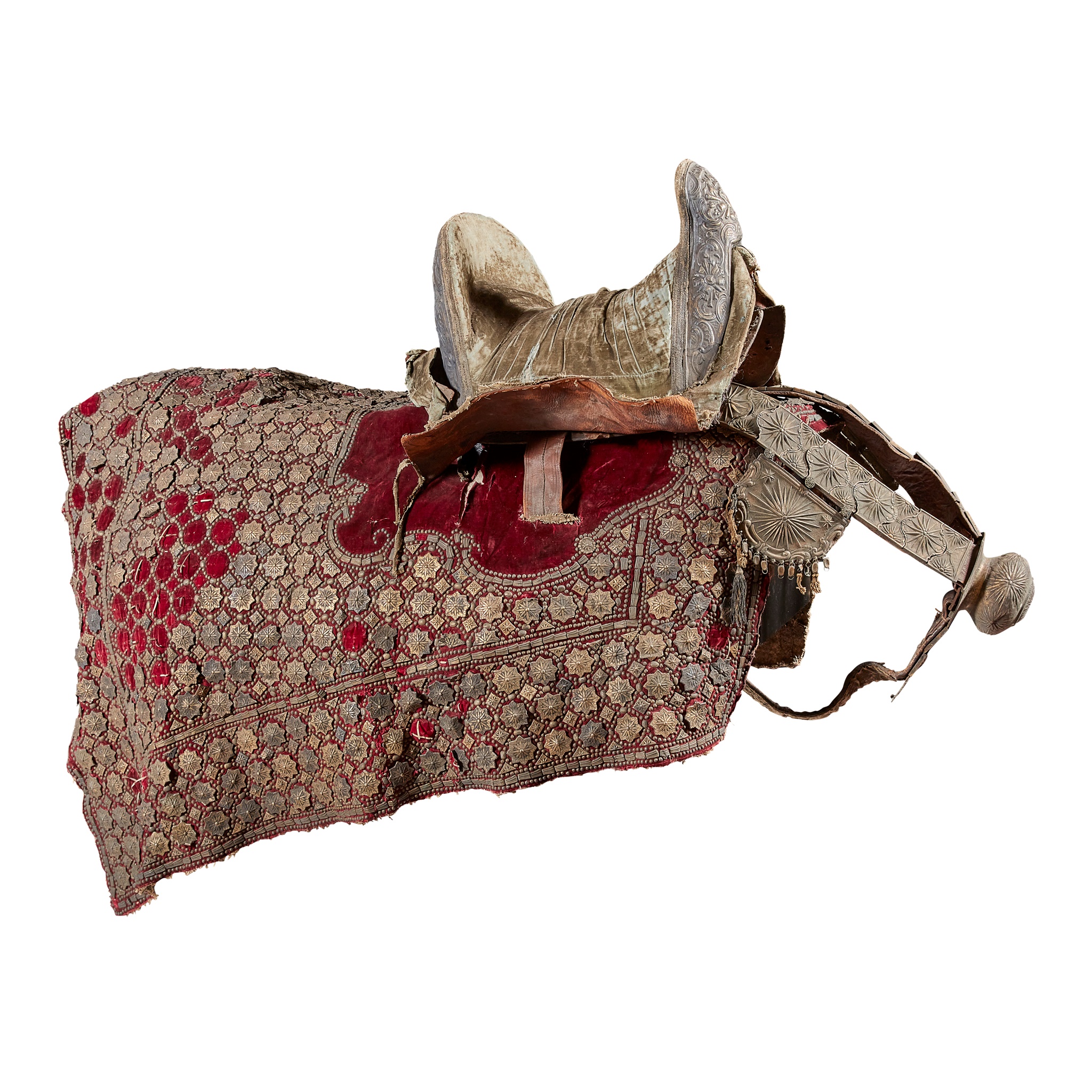 OTTOMAN SADDLE, RED VELVET SADDLE-CLOTH, AND TACKLE