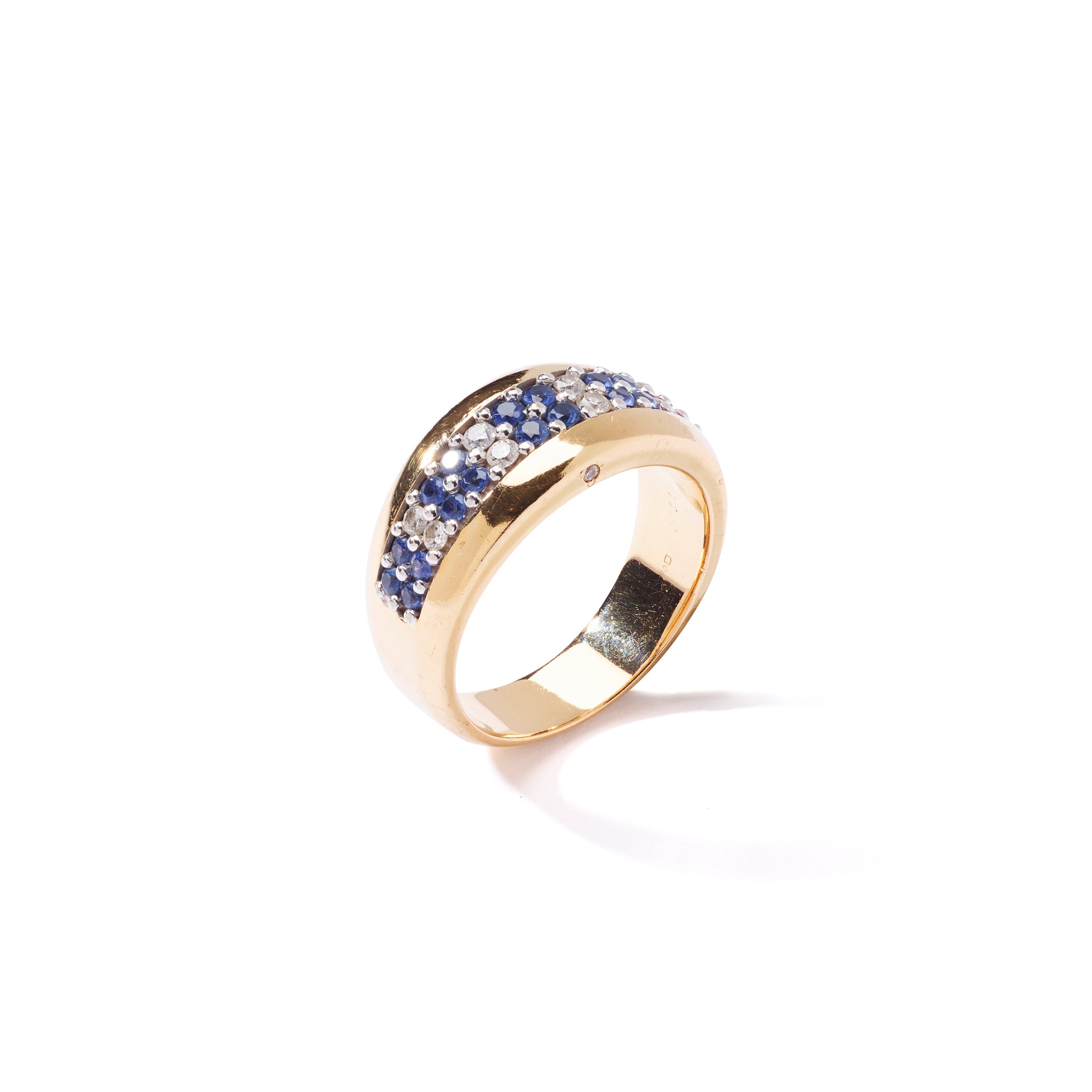 Lime Blue: A sapphire and diamond band ring