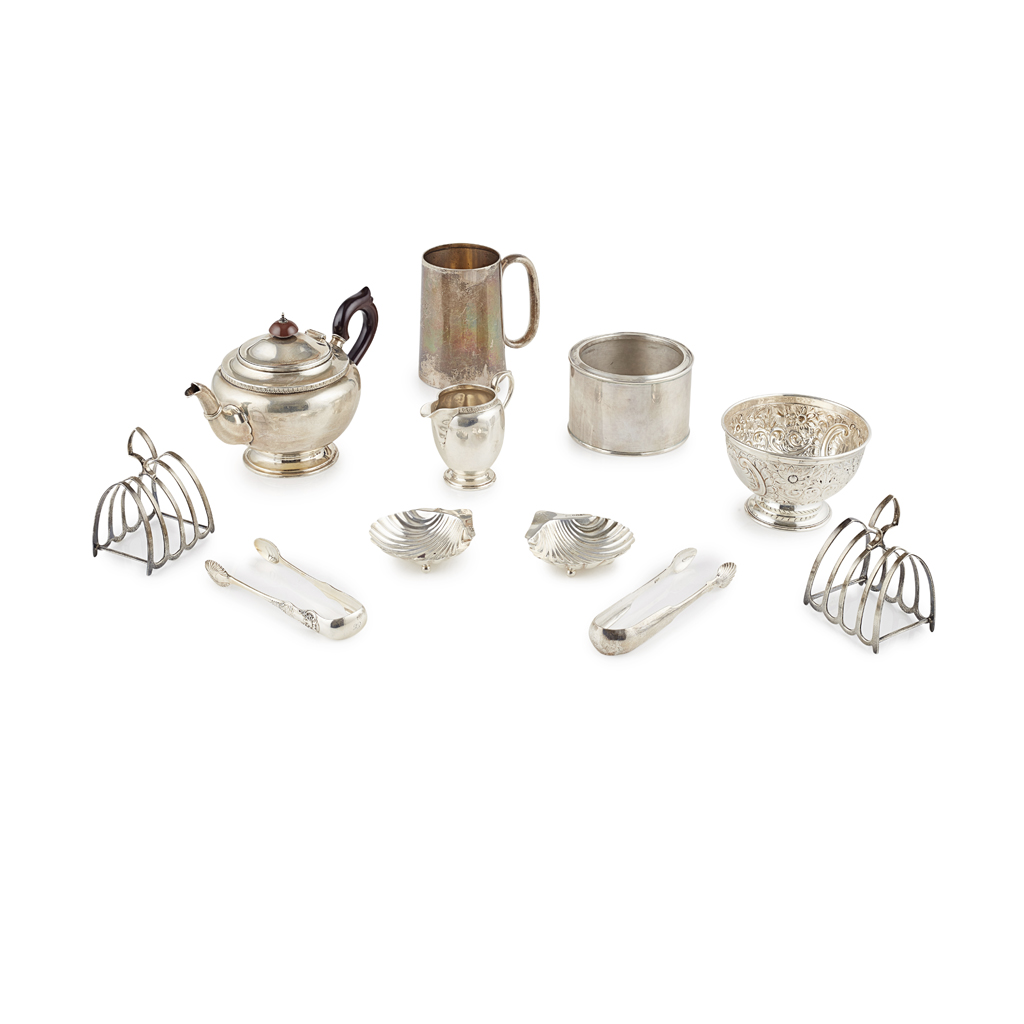 A group of modern silver