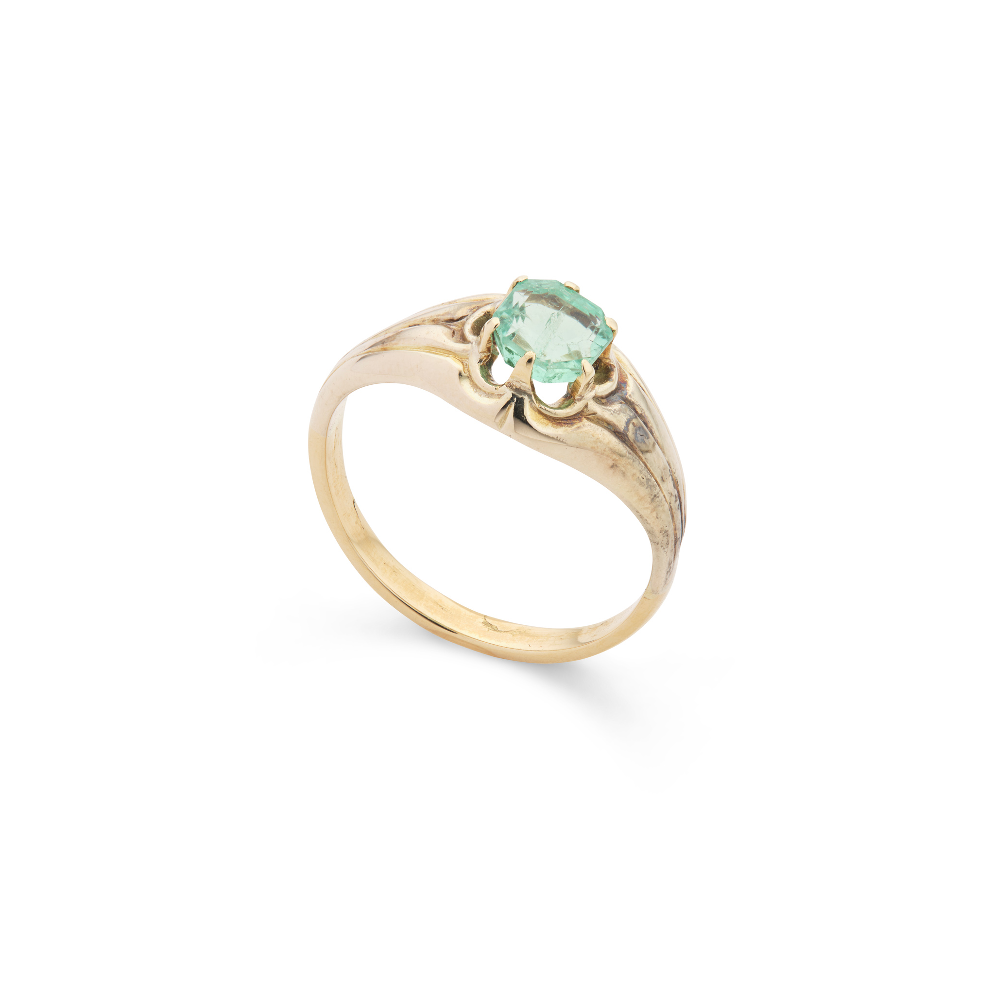 An emerald single-stone ring