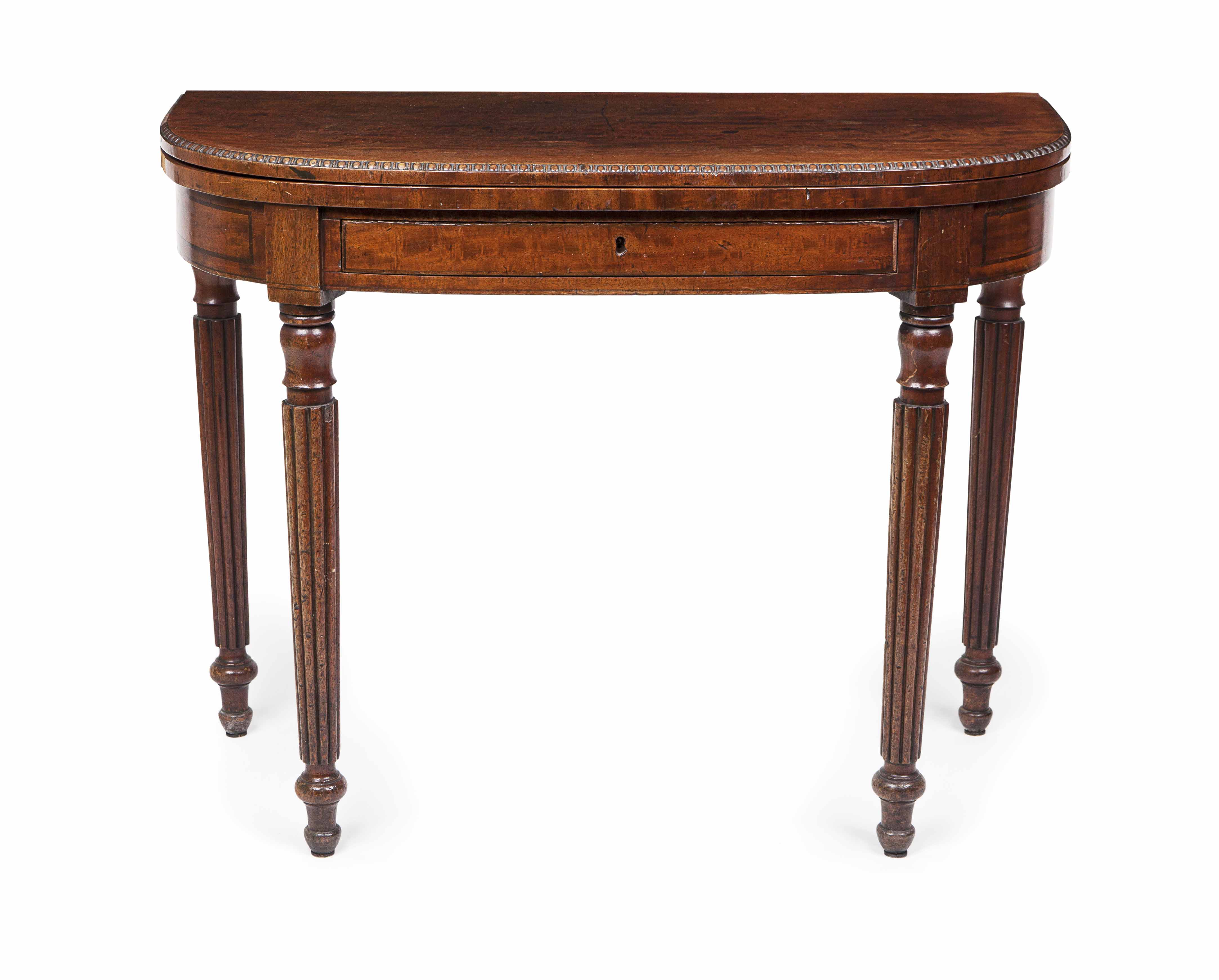 SCOTTISH REGENCY DEMILUNE FOLDOVER TEA TABLE