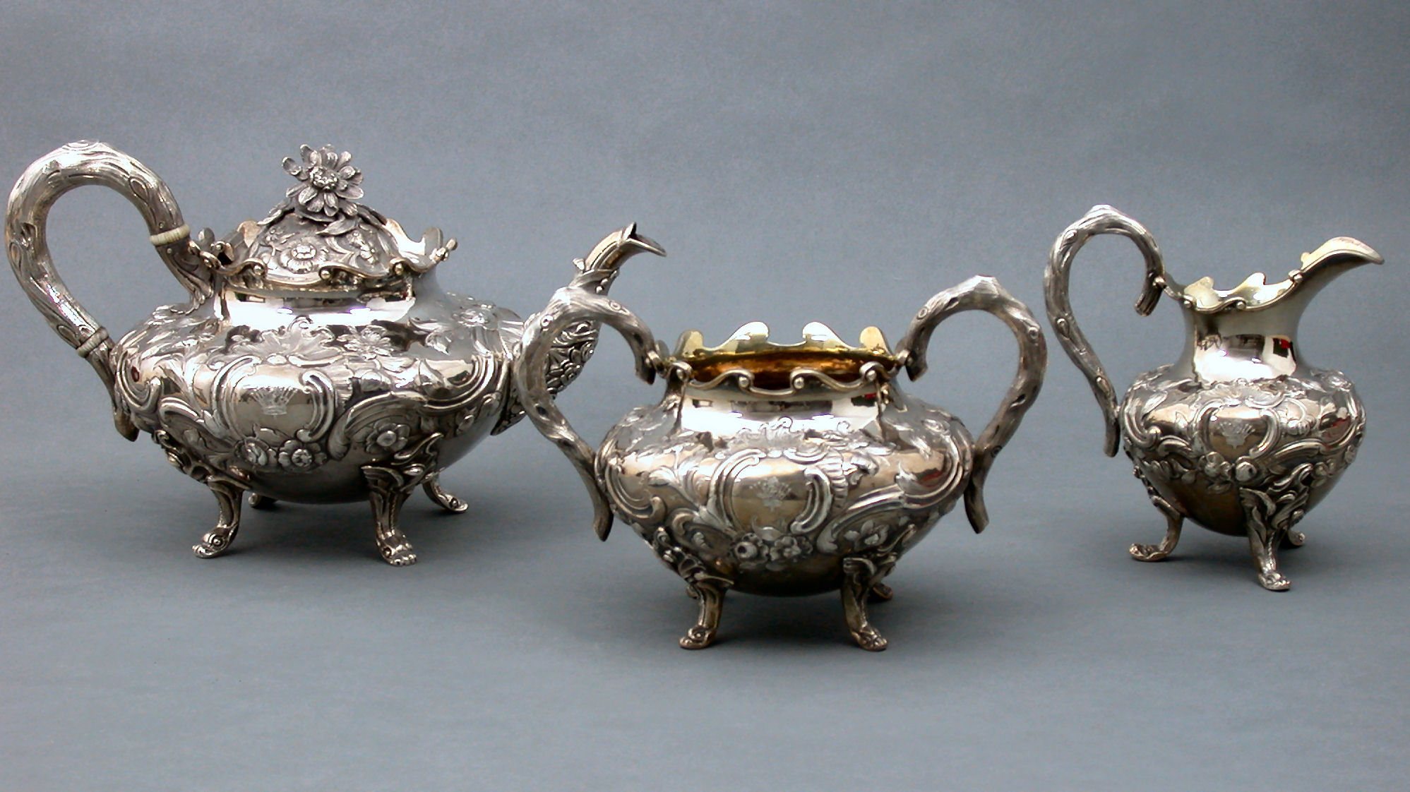 An early Victorian three-piece tea service,