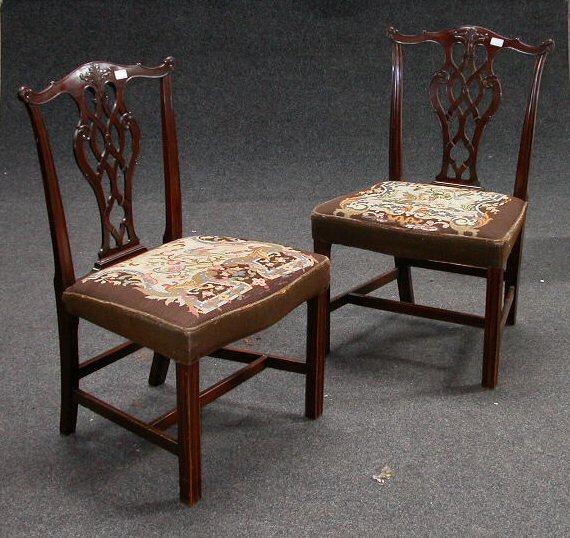 A pair of Victorian mahogany dining chairs,
