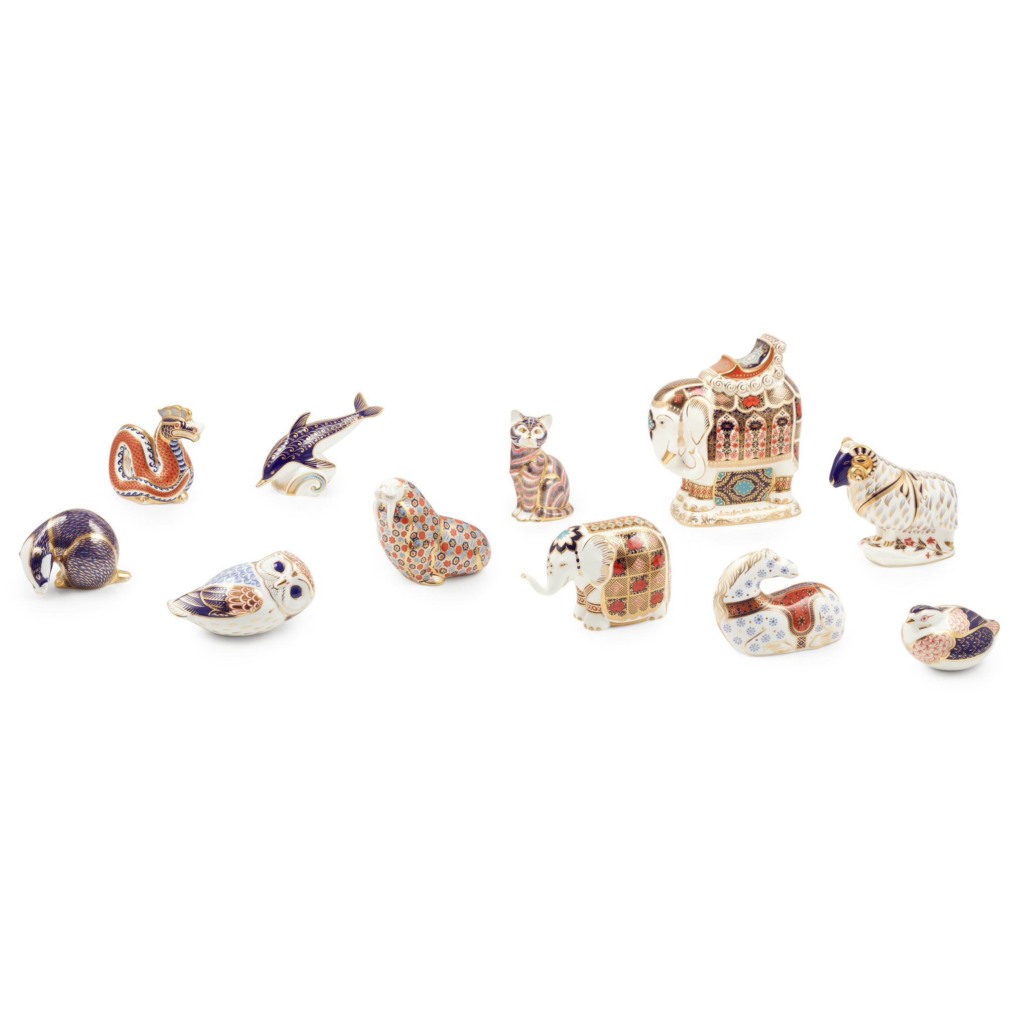 ELEVEN ROYAL CROWN DERBY IMARI PAPERWEIGHTS