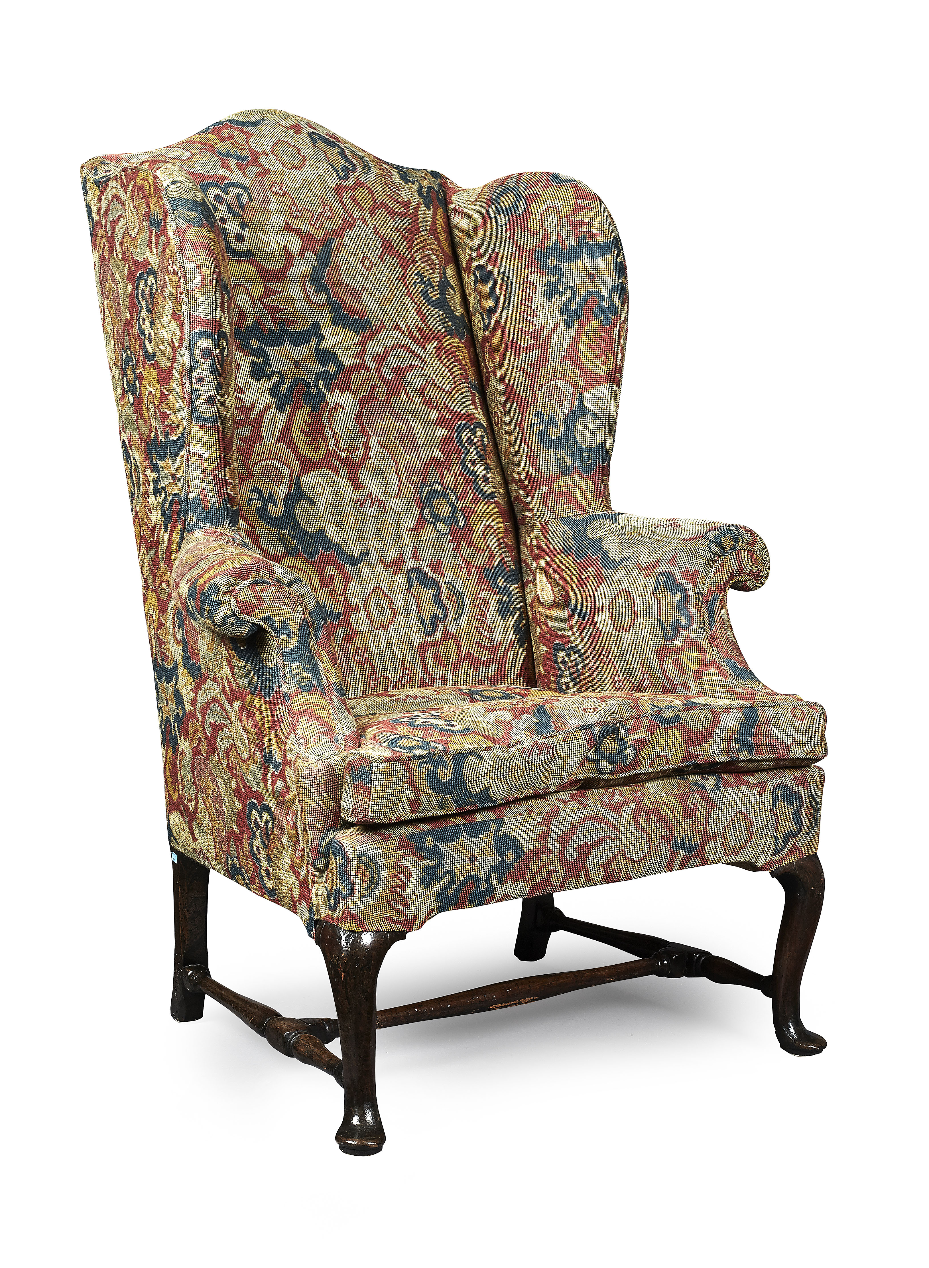 SCOTTISH GEORGE I UPHOLSTERED WING ARMCHAIR