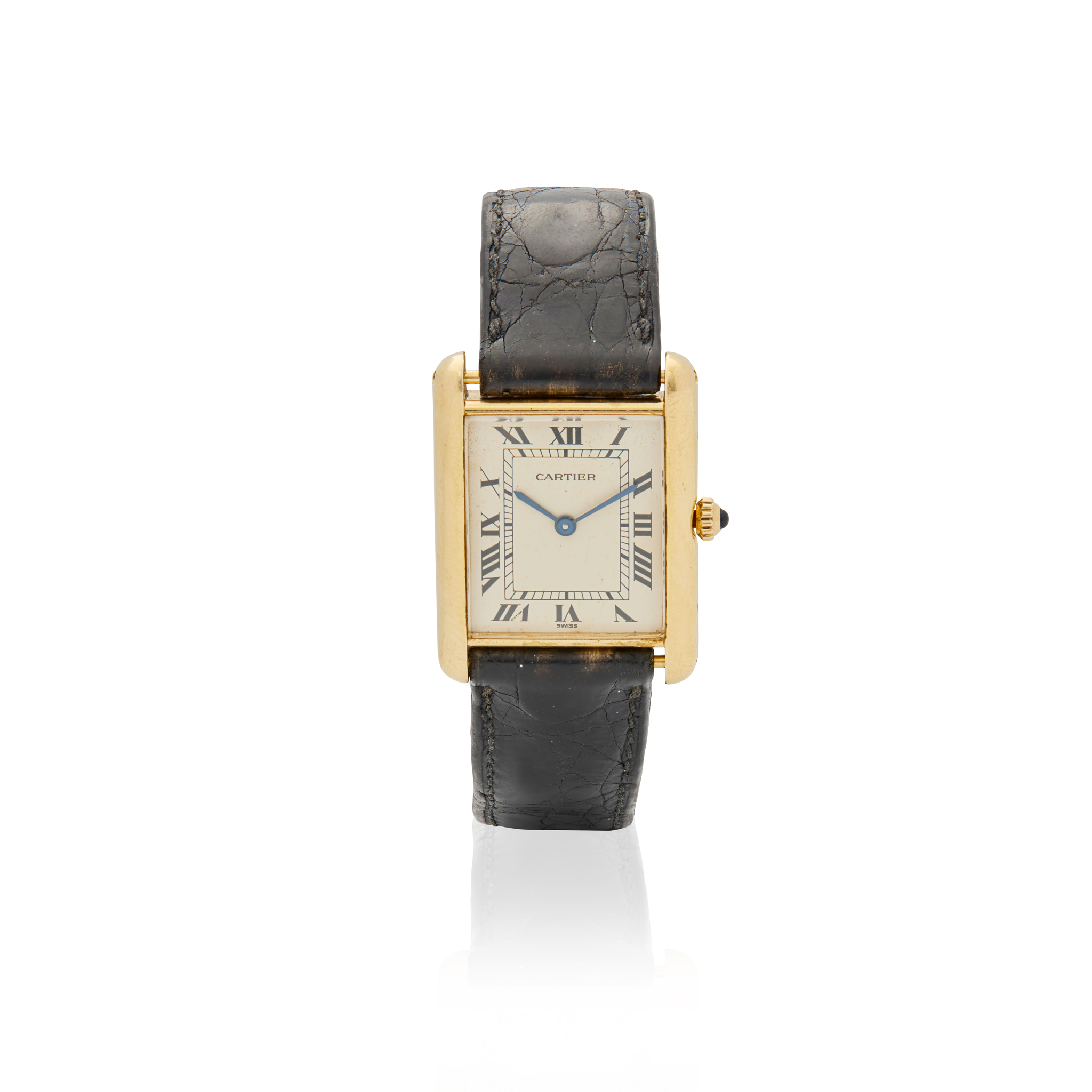 Cartier. A fine 18k gold rectangular quartz wristwatch