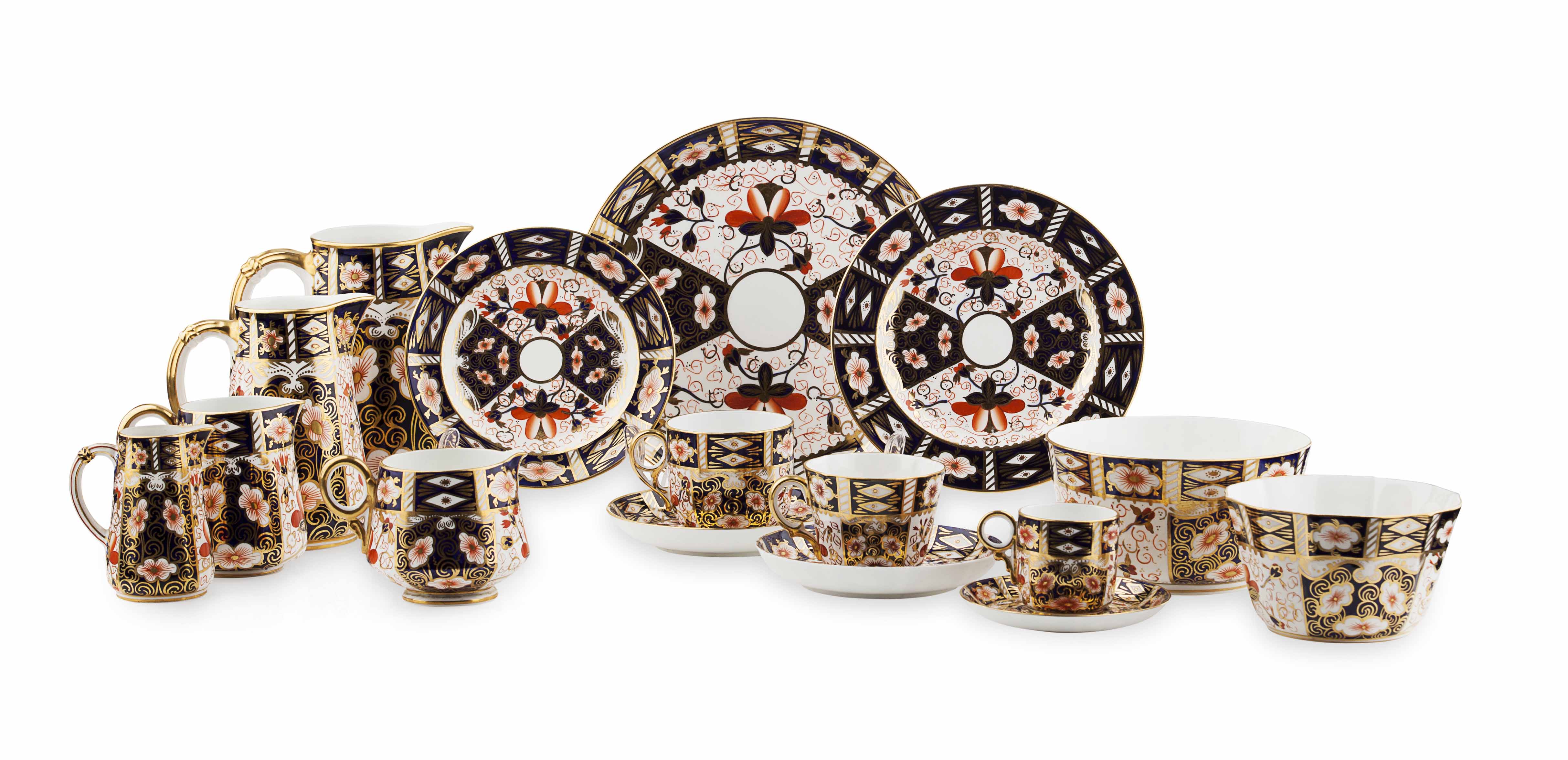 EXTENSIVE ROYAL CROWN DERBY IMARI PALETTE PART TEA SERVICE