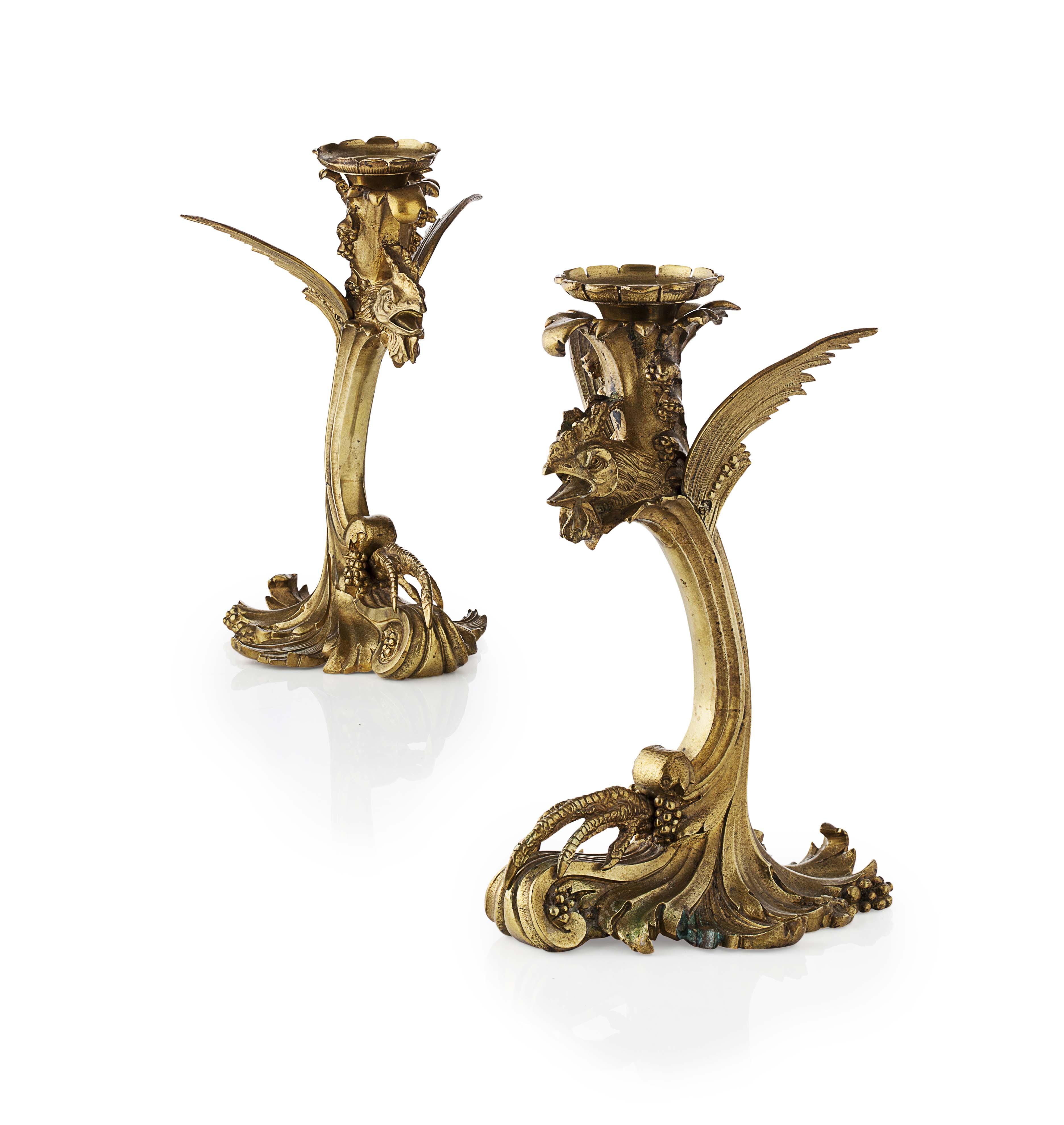 PAIR OF FRENCH GILT BRONZE CANDLESTICKS