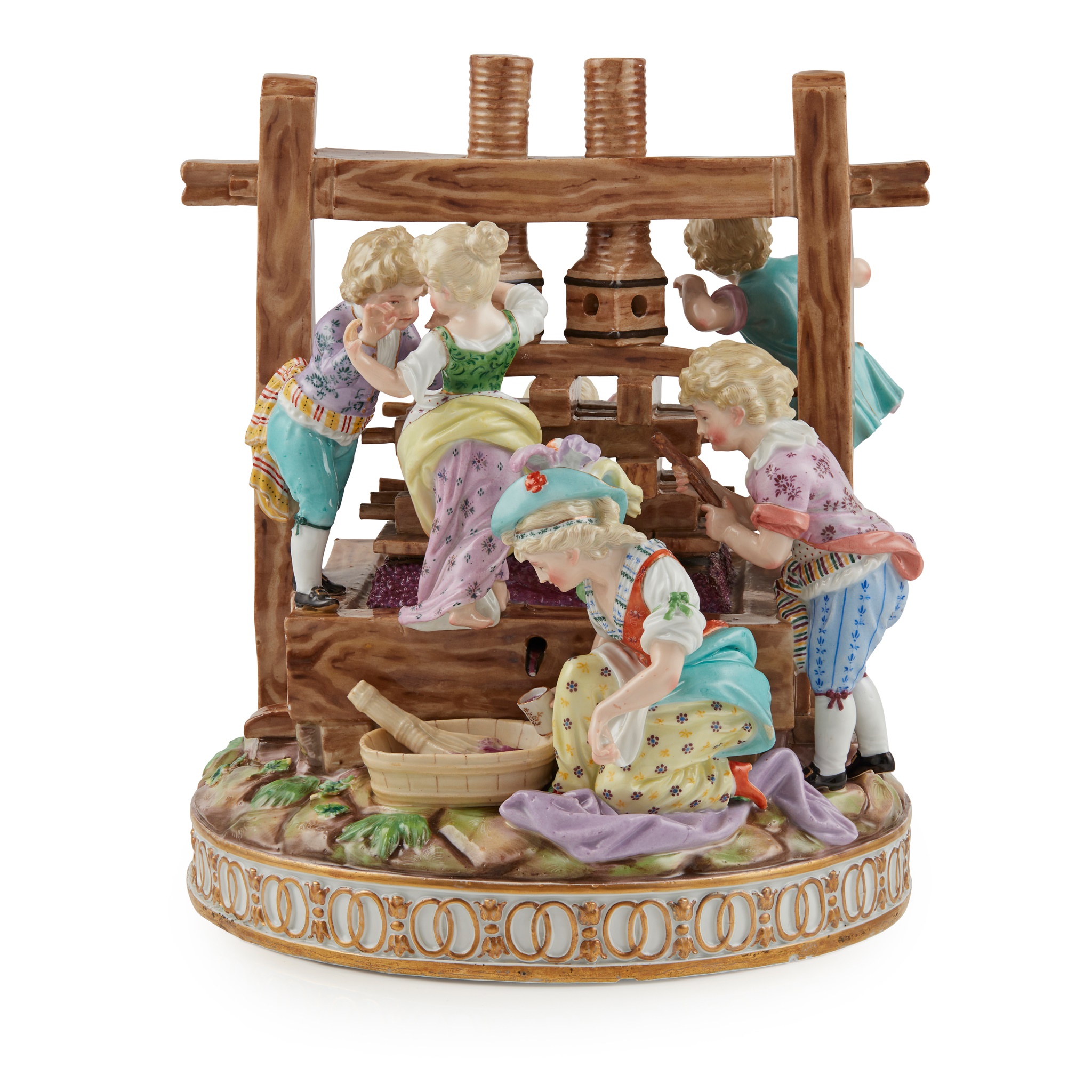MEISSEN WINE PRESS FIGURE GROUP
