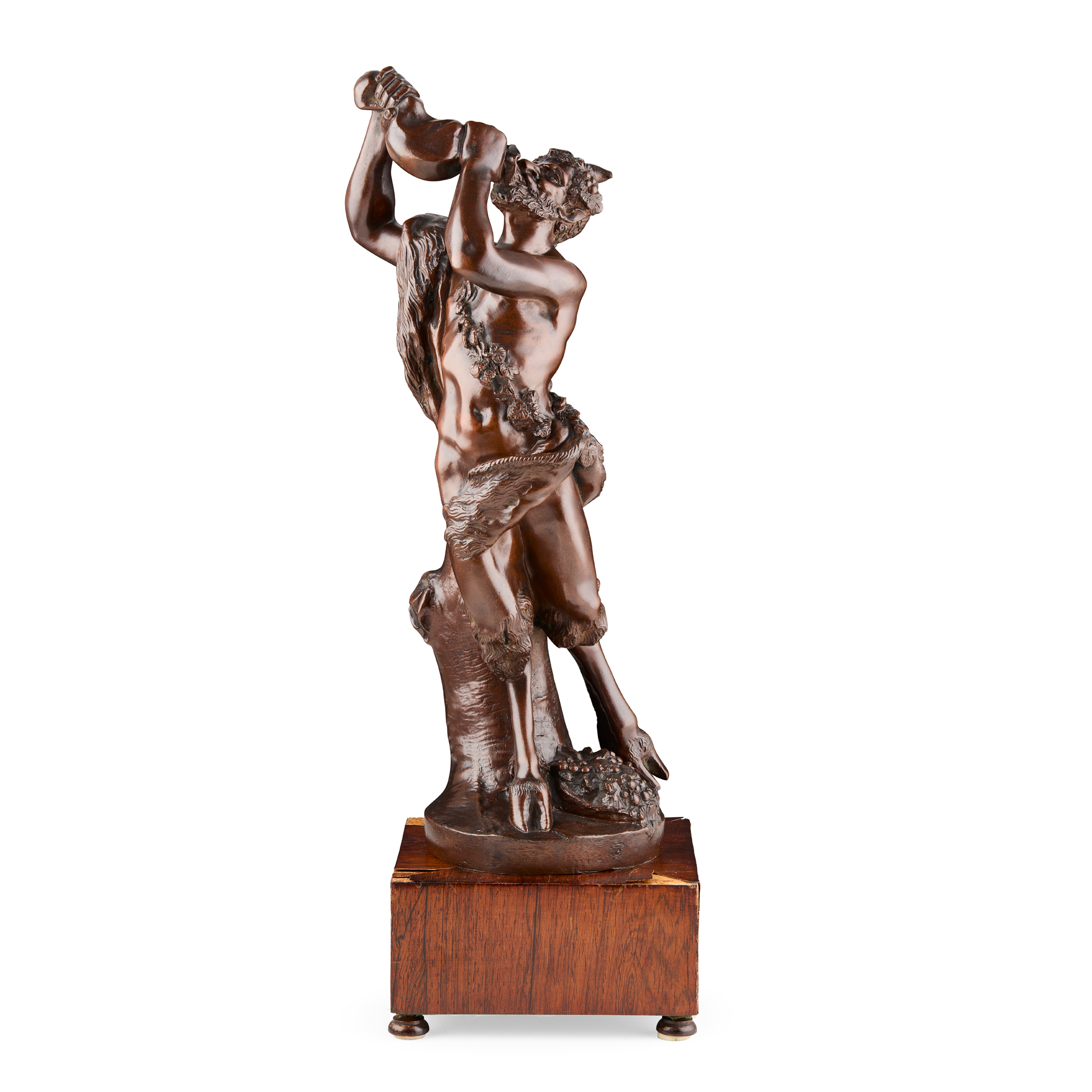FRENCH BRONZE FIGURE OF 'FAUNE BUVANT', AFTER CLODION