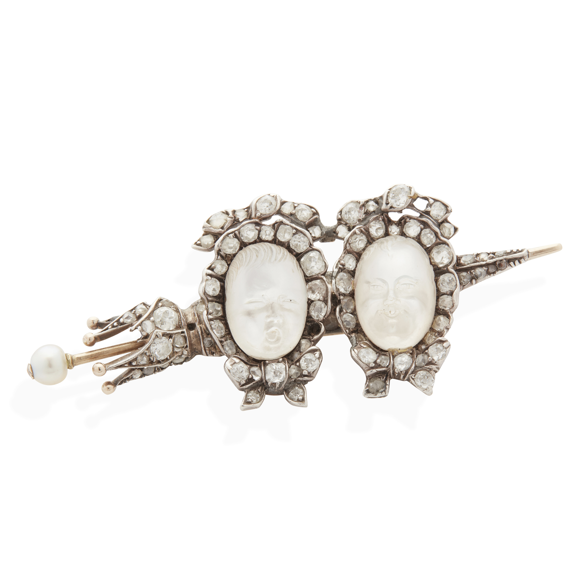 A late 19th century moonstone and diamond brooch, circa 1890