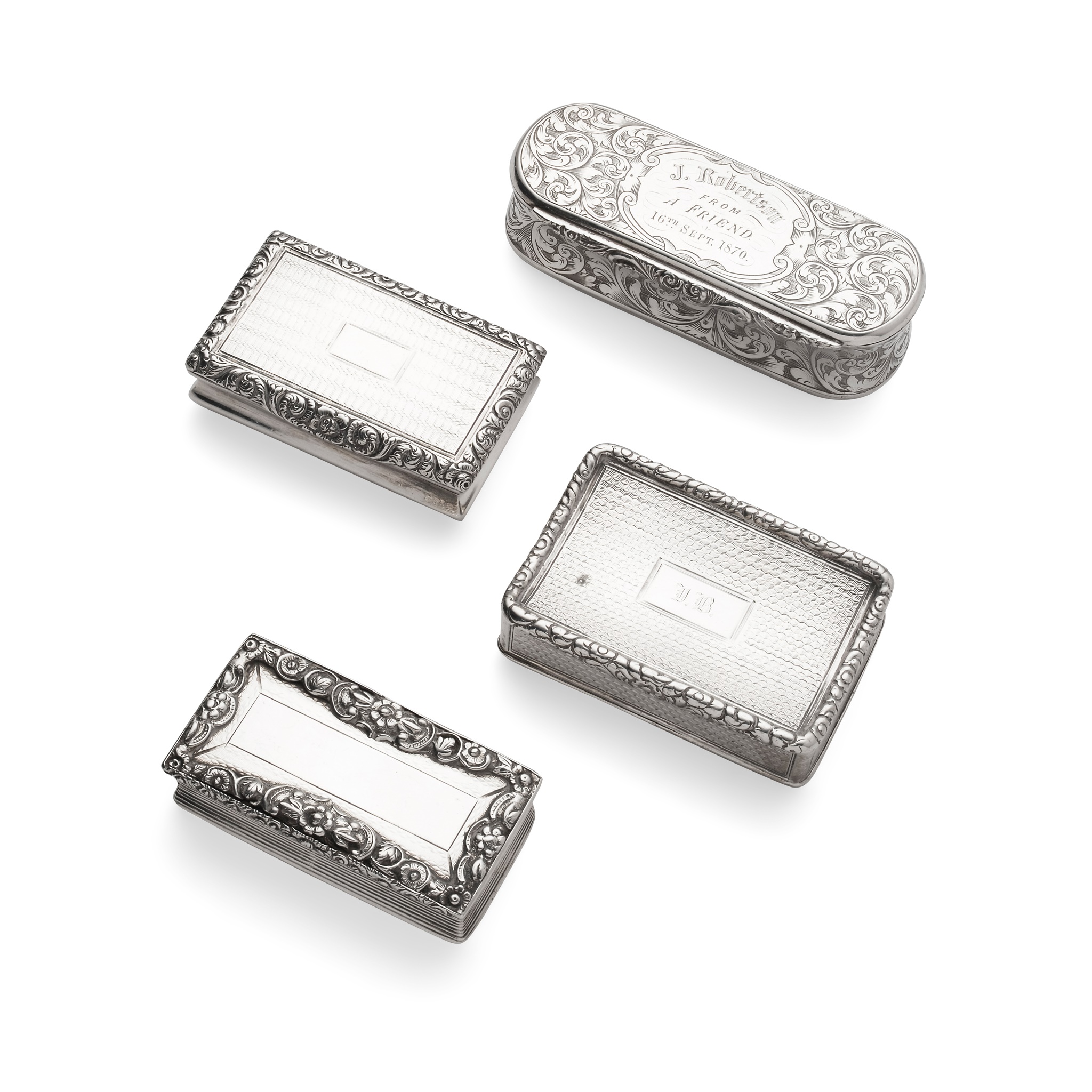 A collection of four Victorian snuff boxes