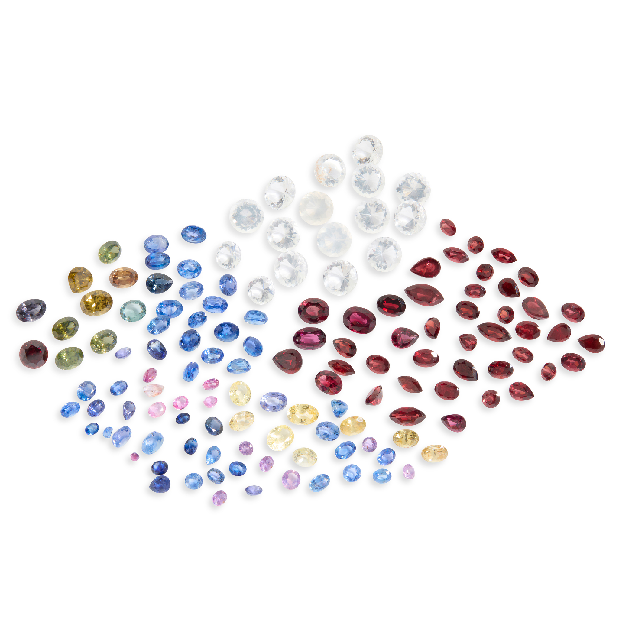 A collection of unmounted gemstones