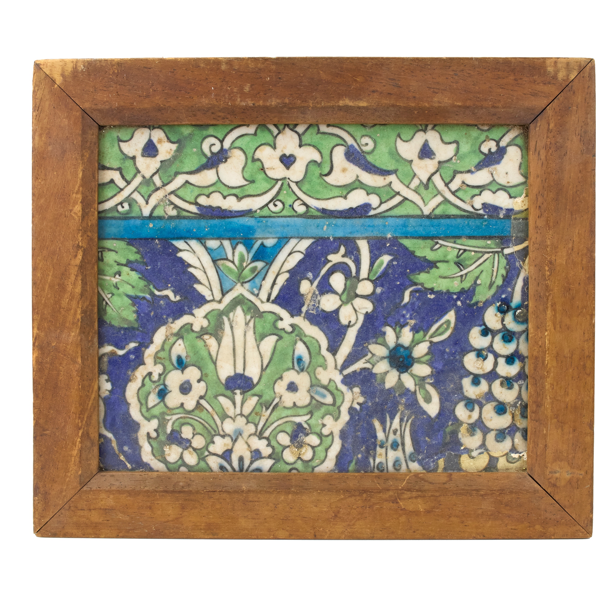 A DAMASCUS POTTERY BORDER TILE AND OTHER TILES