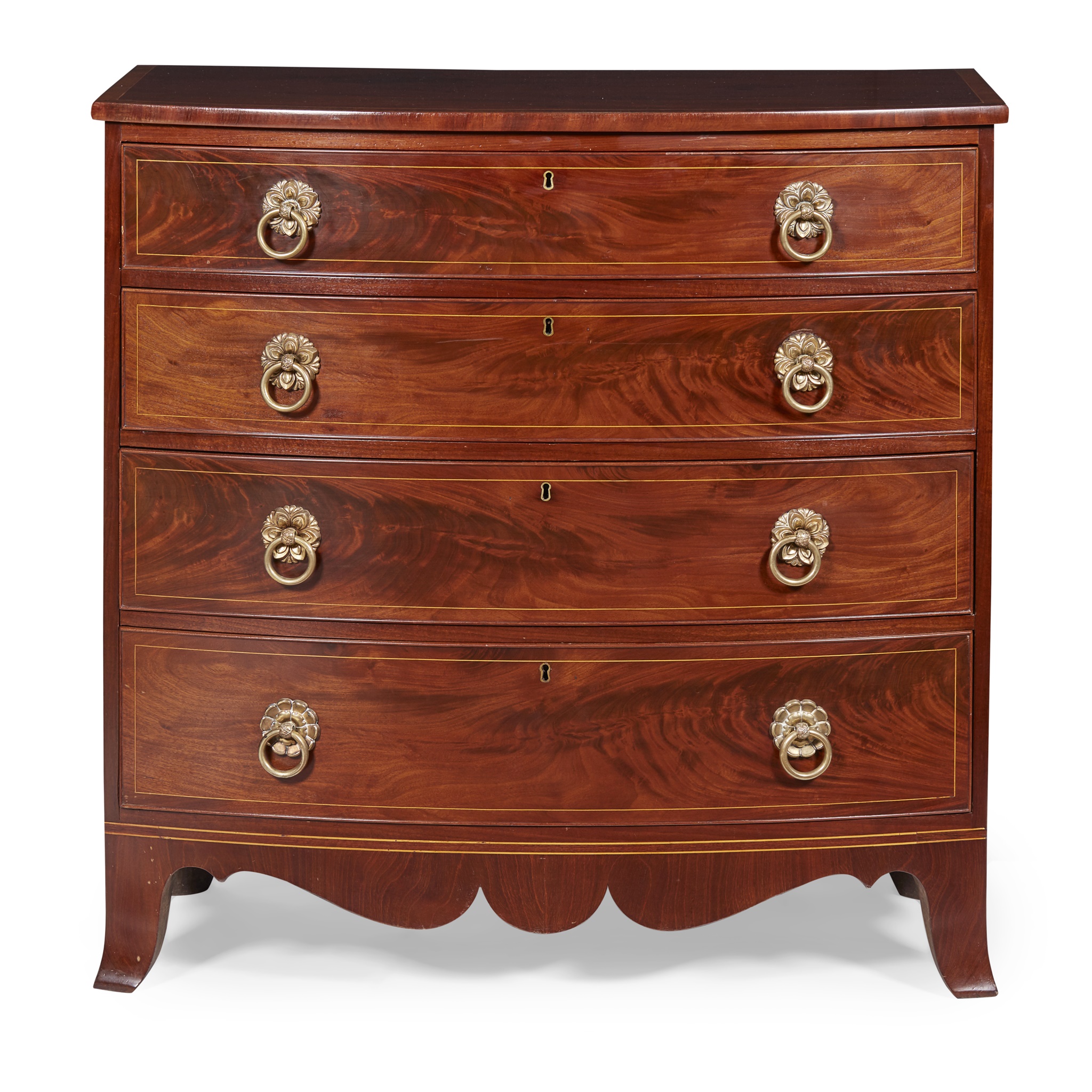 REGENCY MAHOGANY BOWFRONT CHEST OF DRAWERS, CHANNEL ISLANDS