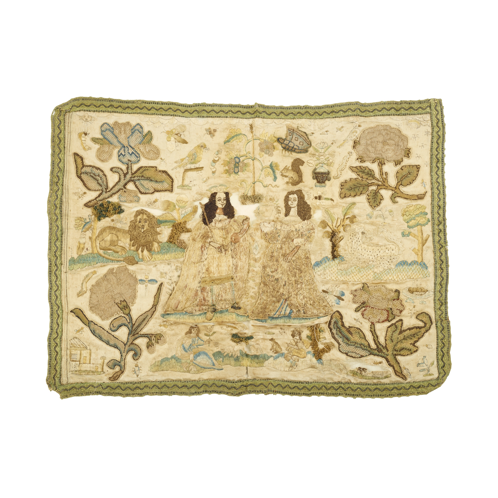CHARLES II STUMPWORK PANEL