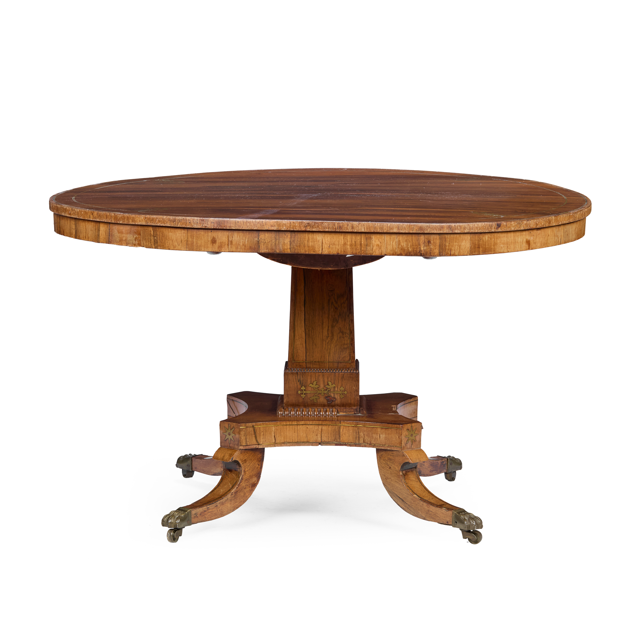 REGENCY ROSEWOOD AND BRASS INLAID SMALL CENTRE TABLE