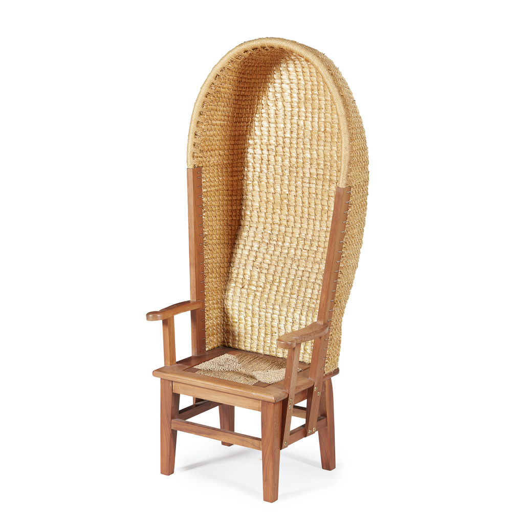 A SCOTTISH CHILD'S WALNUT-FRAMED ORKNEY CHAIR