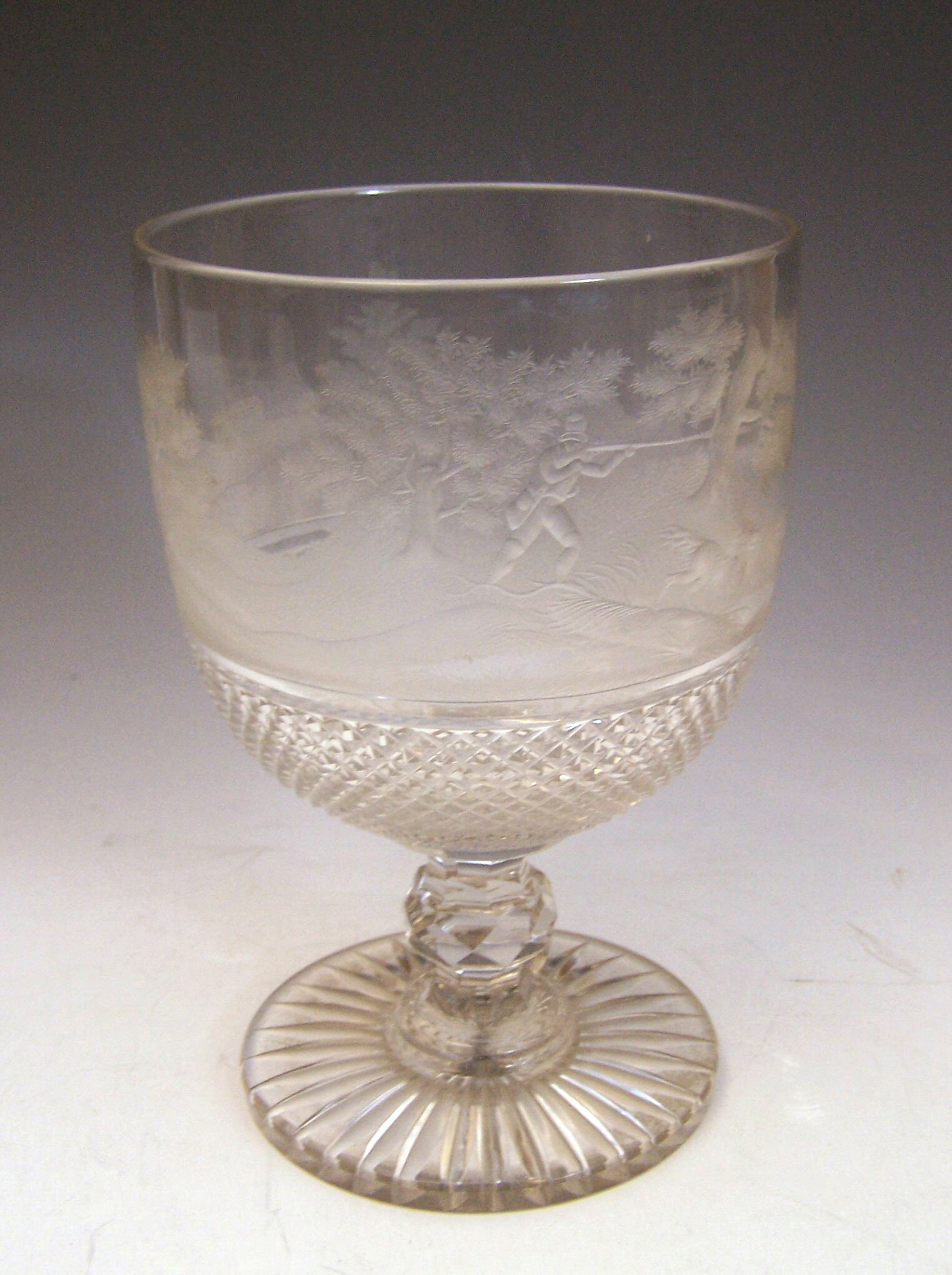 A large Edwardian glass goblet,