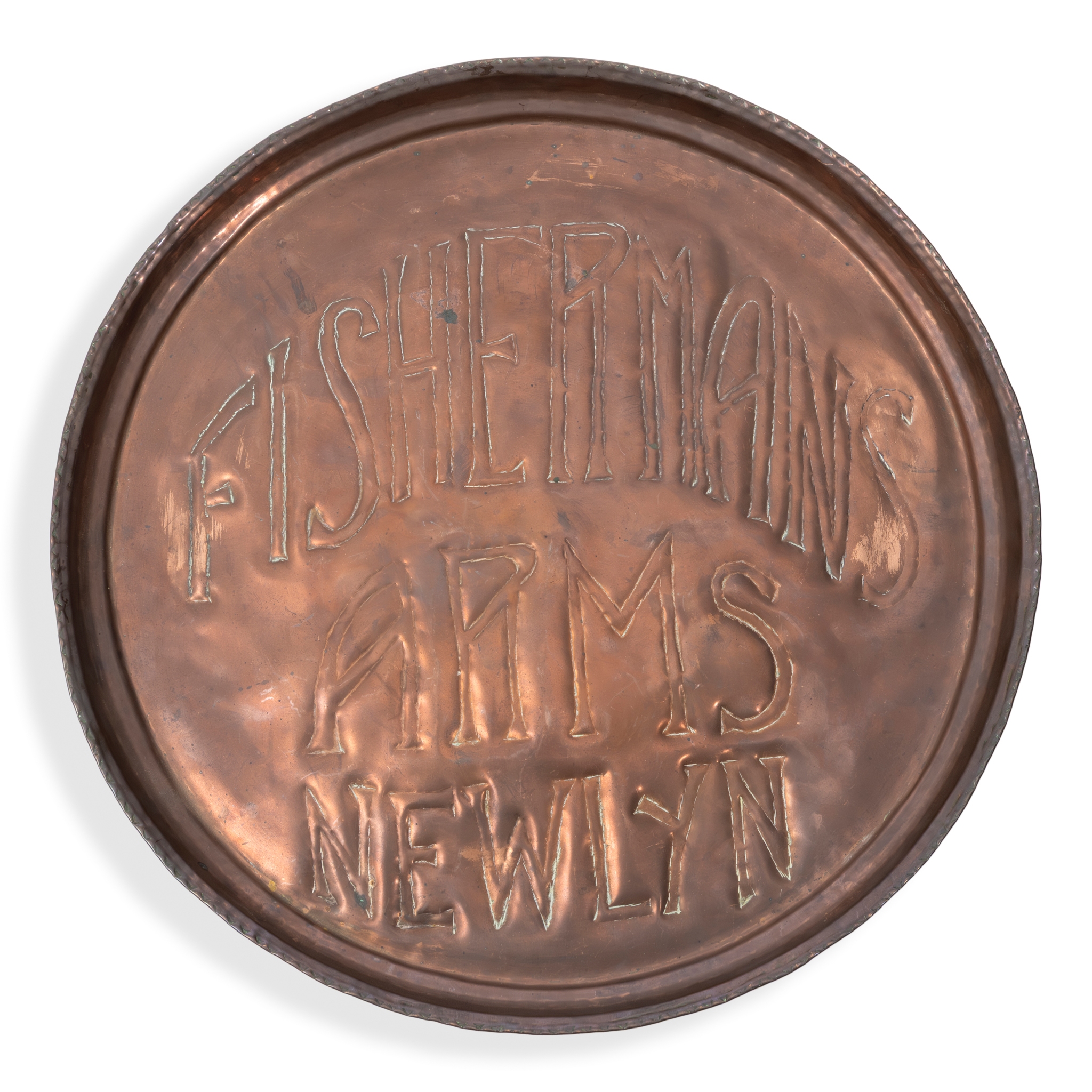 A NEWLYN SCHOOL COPPER CHARGER