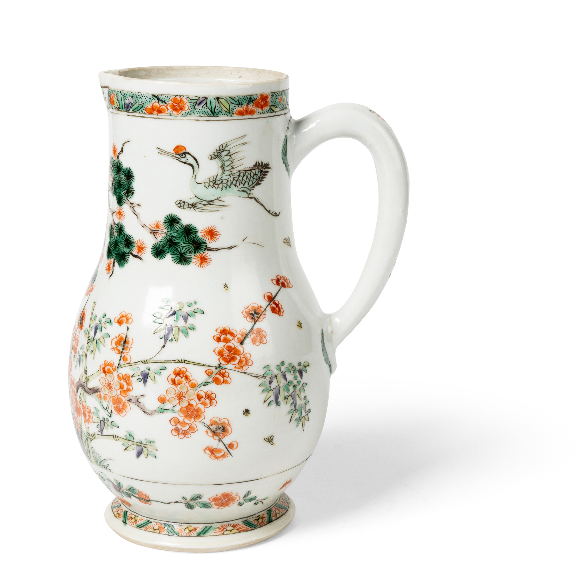 CHINESE FAMILLE VERTE 'PINE AND CRANE' EWER