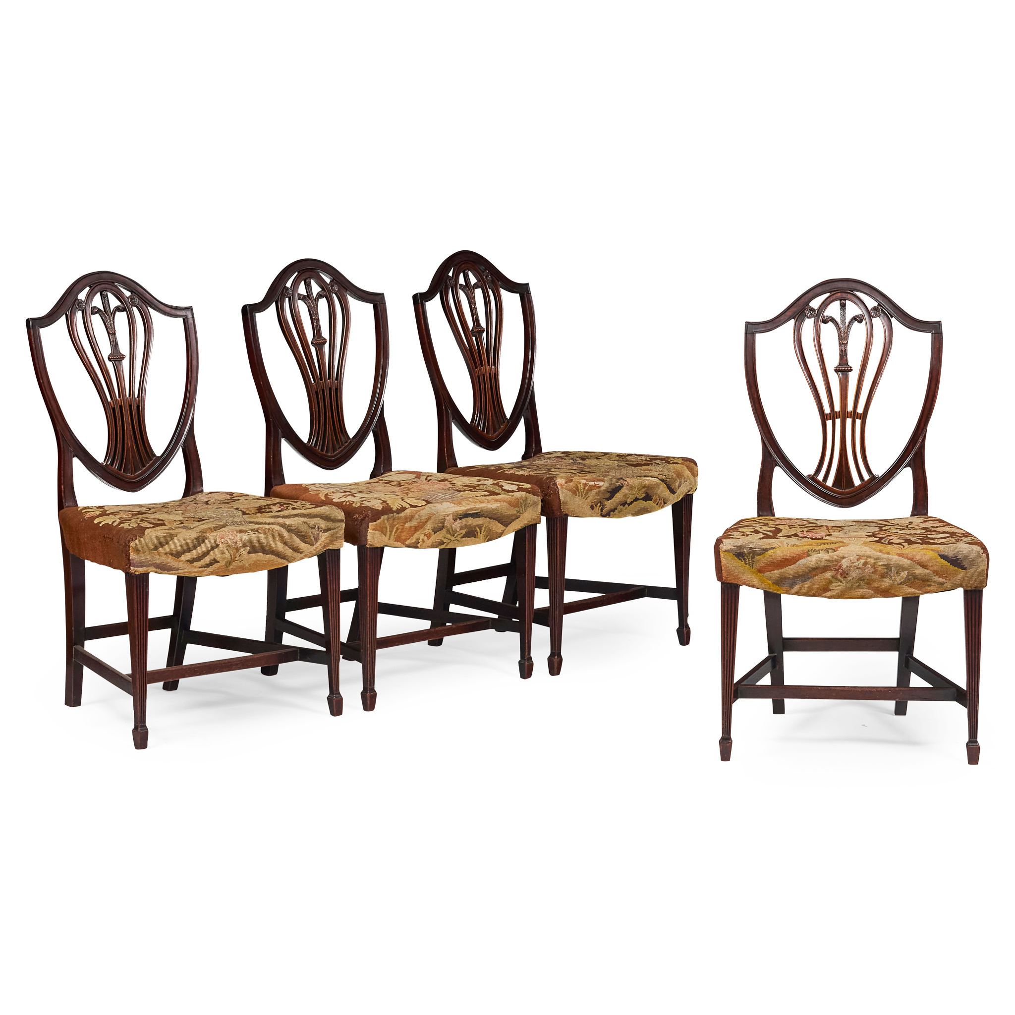 SET OF FOUR GEORGE III MAHOGANY SIDE CHAIRS