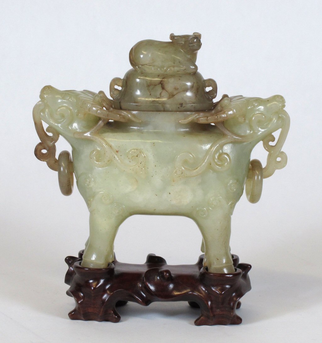 A 20th century Chinese carved jade censer
