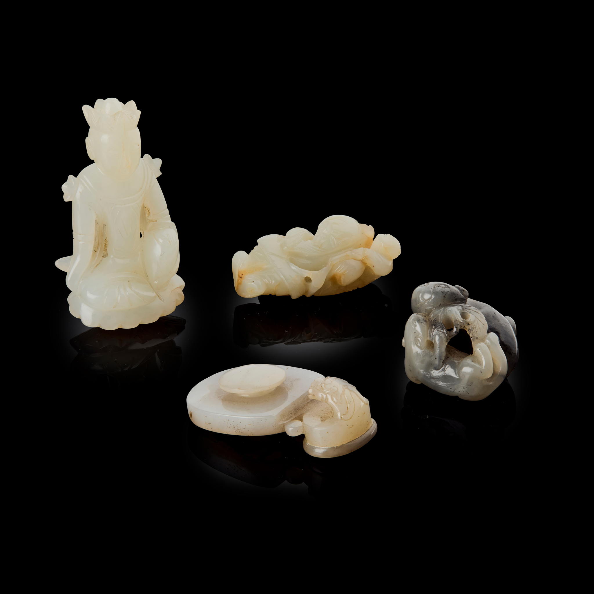 GROUP OF FOUR CHINESE JADE CARVINGS