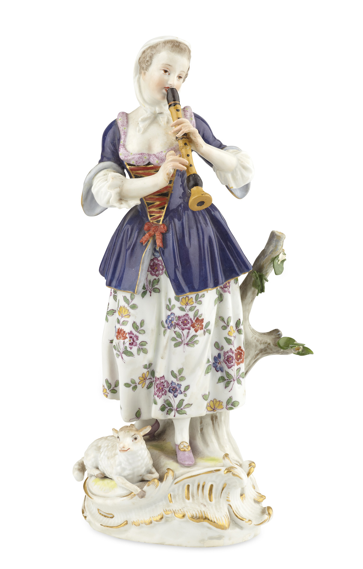 MEISSEN PORCELAIN FIGURE OF A SHEPHERDESS